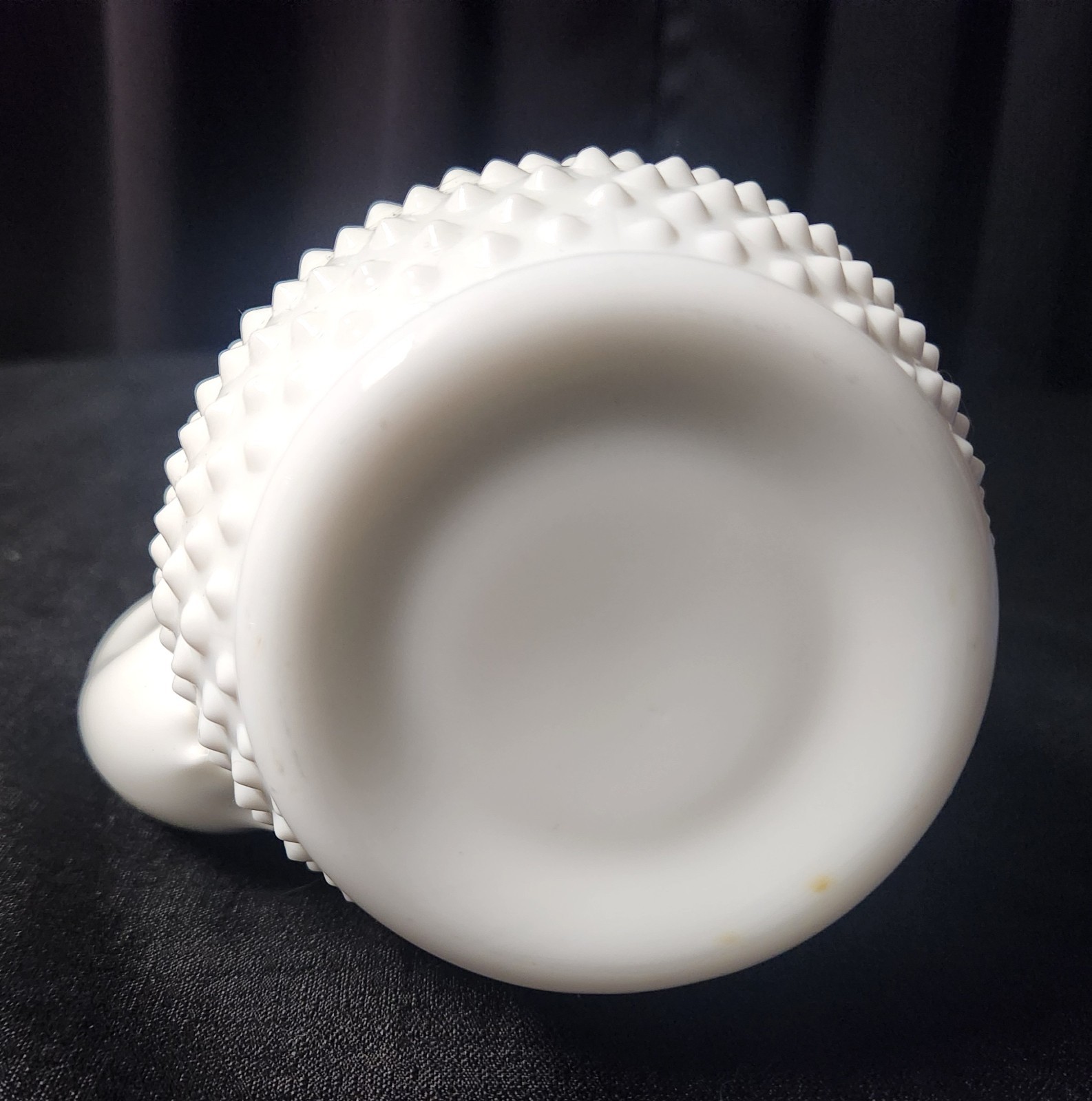 Vintage Fenton Hobnail Milk Glass Swung Pitcher Vase Model #3760
