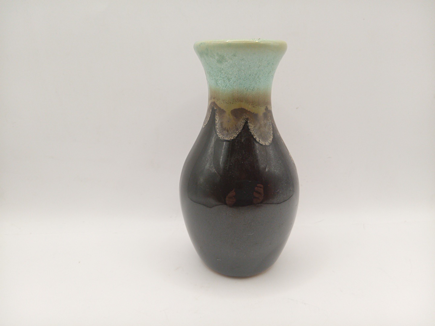 5inch Studio Art Pottery Celadon Color Brown Drip Glaze Small Vase