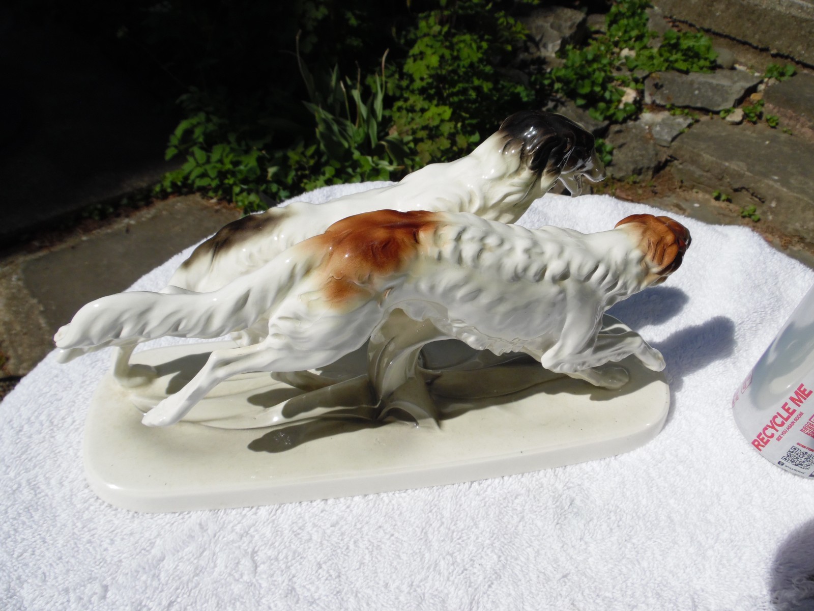 Stunning Vtg. Antique Hertwig German Porcelain Borzoi Greyhound Dogs Figurine