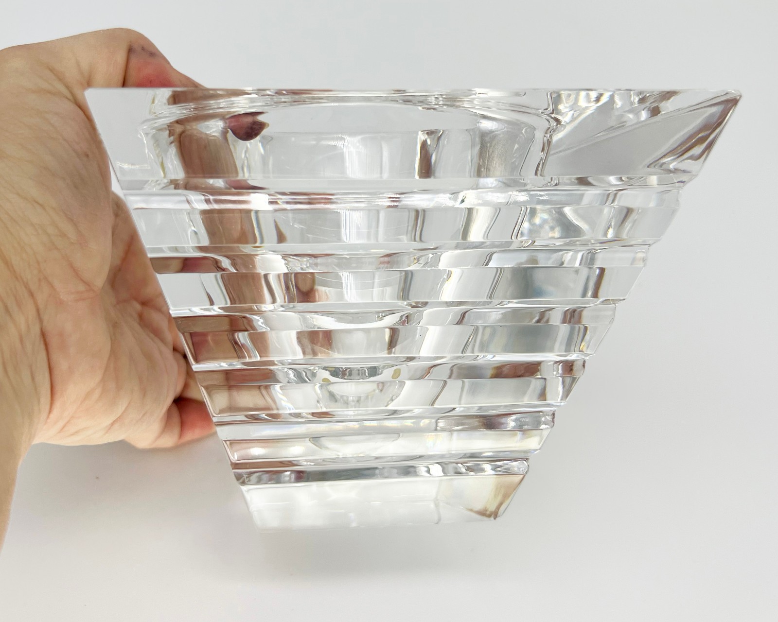 Orrefors Horizon Lead Crystal Bowl Vase Jan Johansson Sweden Signed Numbered