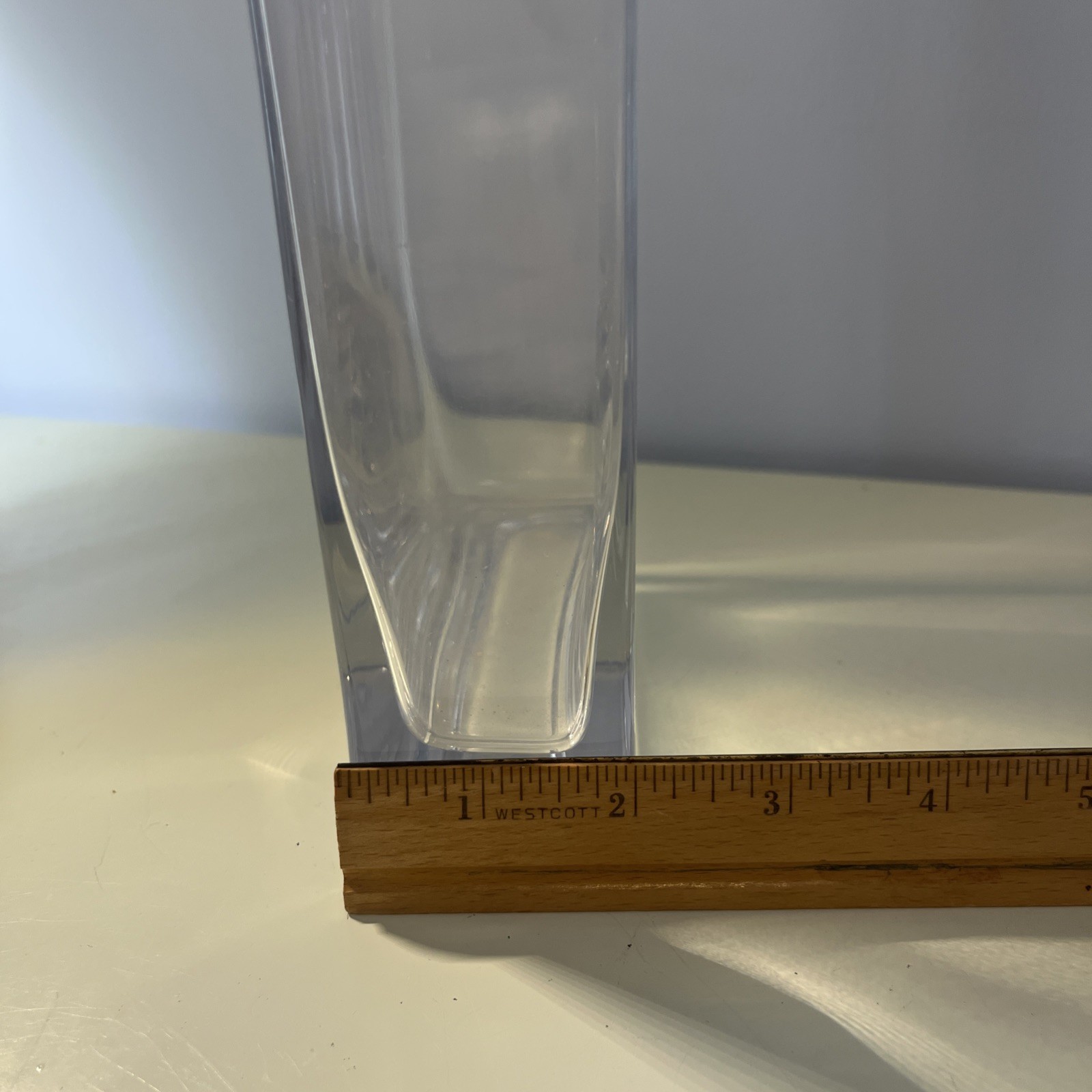 Clear Thick Glass Rectangle Flared Vase Home Decor Table Shelf Accent 9.8” X 7”