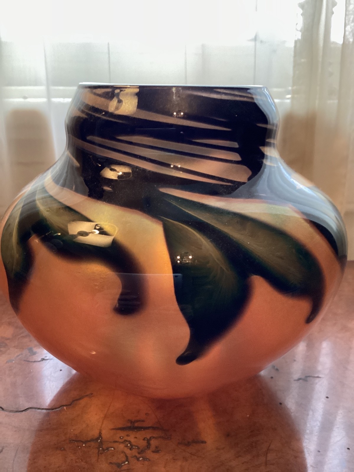 Fabulous 1984 Charles Lotton art glass vase or bowl signed and dated