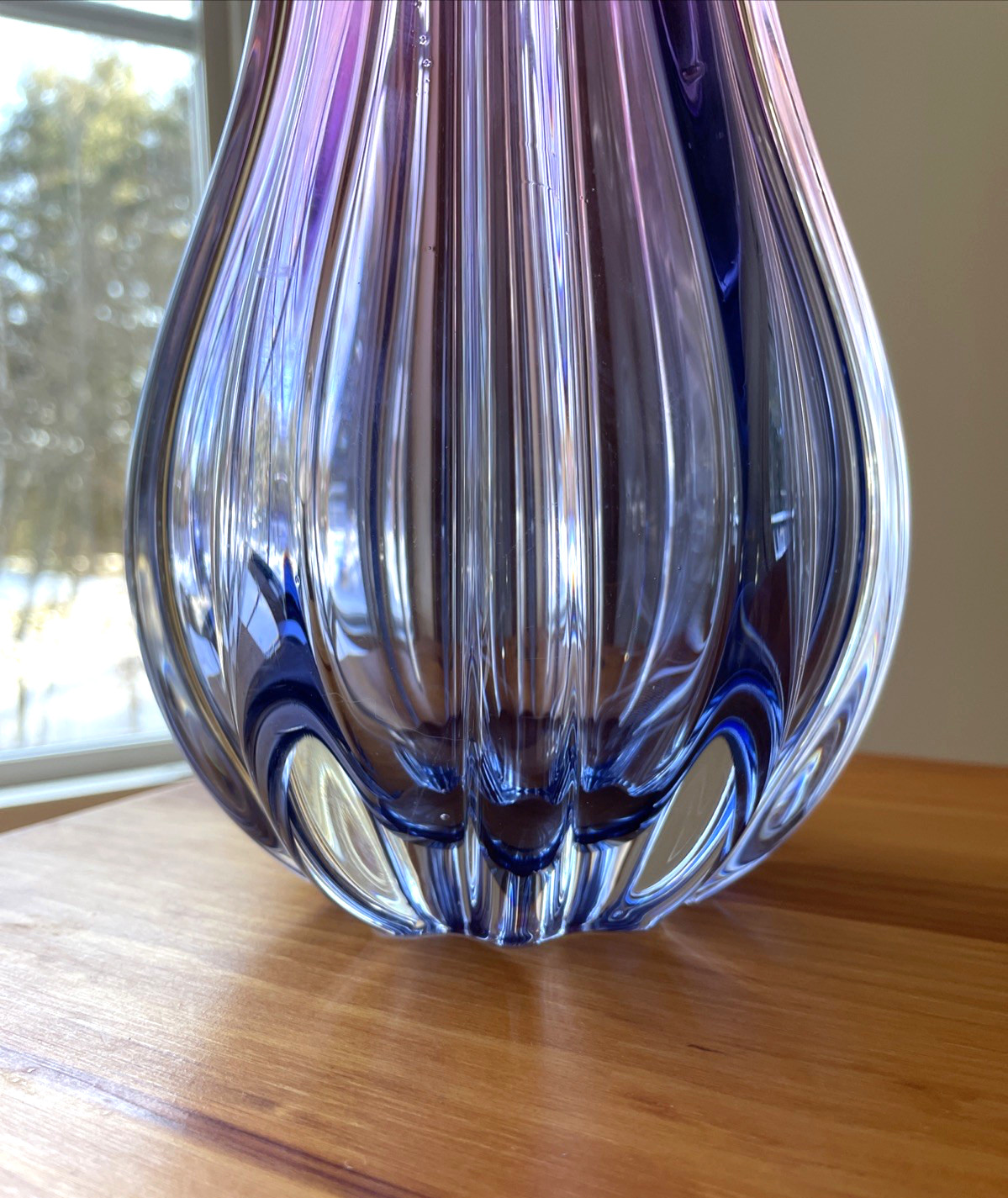 Sommerso Large Pink Purple Blue Ombré Hospodka or Murano Style Vase 15” Stunning