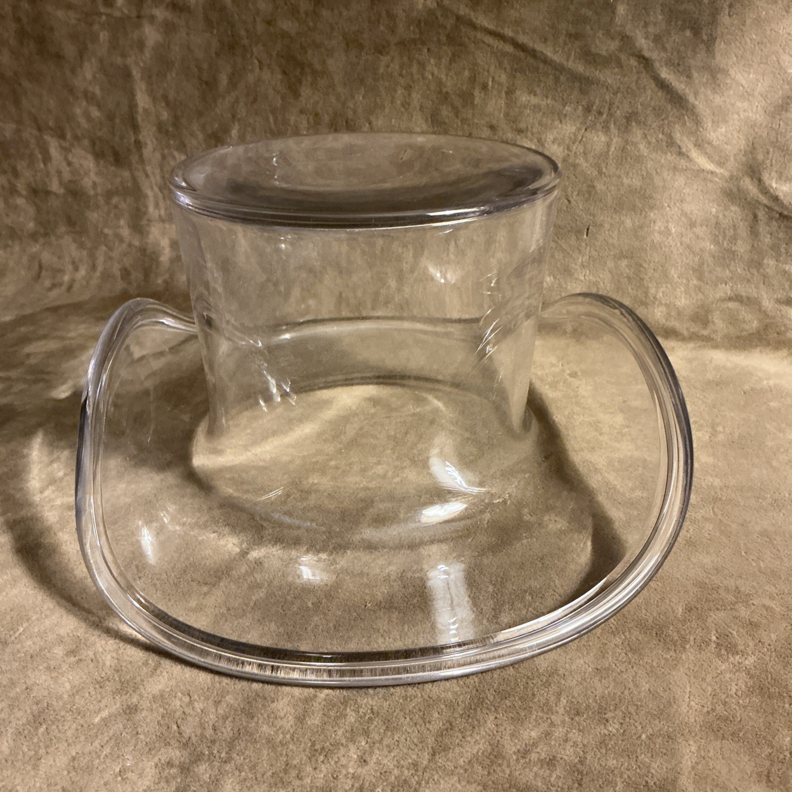 Vintage Glass Hat Vase Modified Cowboy Type Design In Clear Color