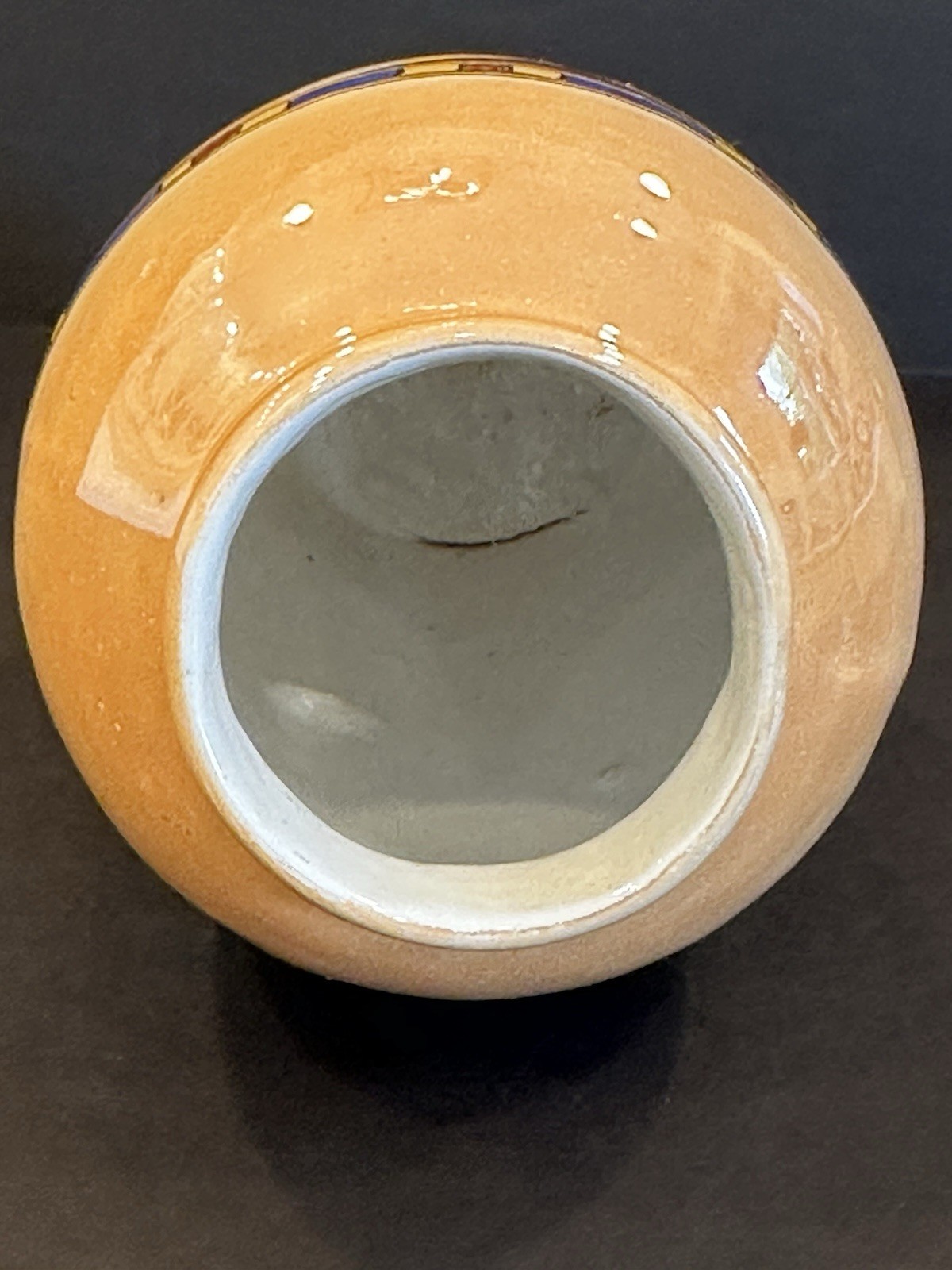 Vintage Sornaga Egyptian Glazed Pottery 6 Inch Urn Vase Handpainted Lusterware