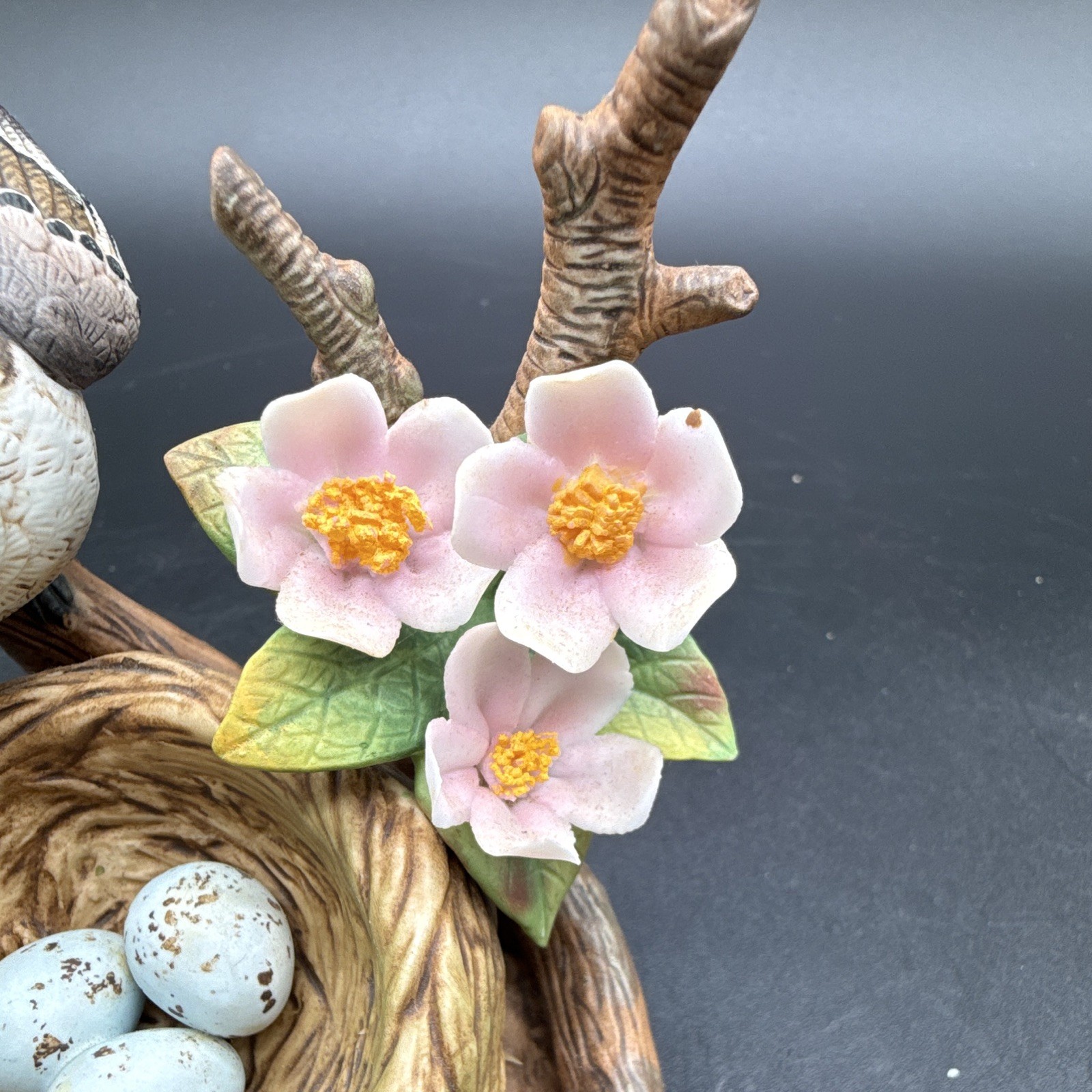 Andrea by Sadek Mockingbird figurine w/ nest & eggs, 9648, 1996