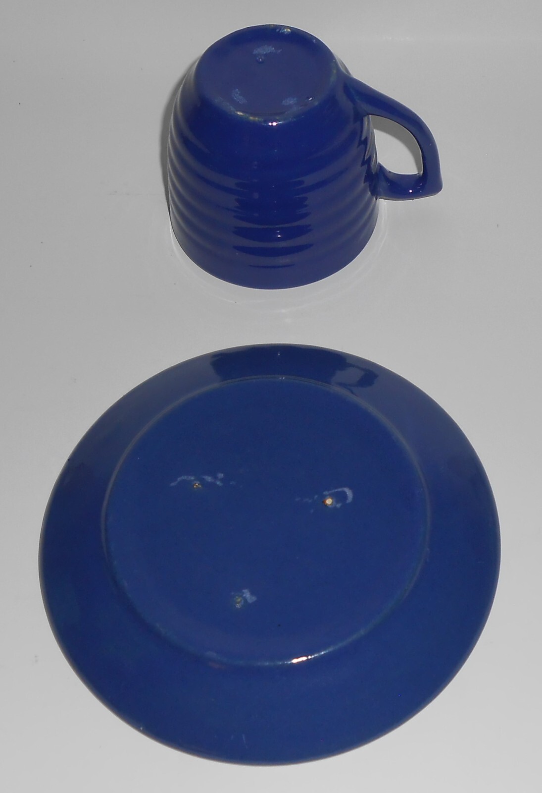 Vintage Bauer Pottery Ring Ware Cobalt Cup & Saucer Set #2