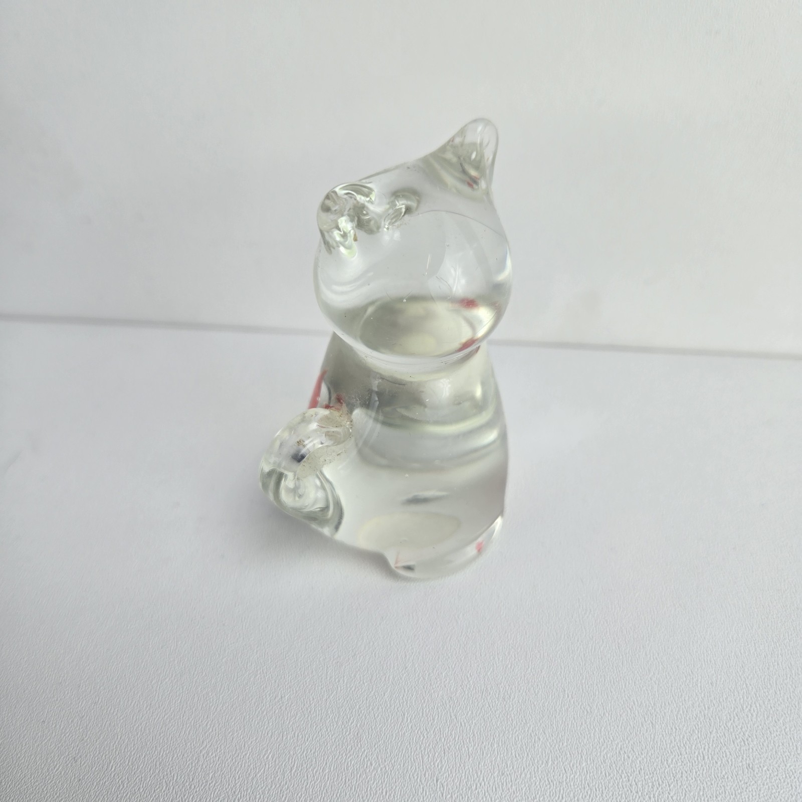 Crystal Cat Gold Fish Paperweight Figurine Glass Vintage Gold Fish Sculpture