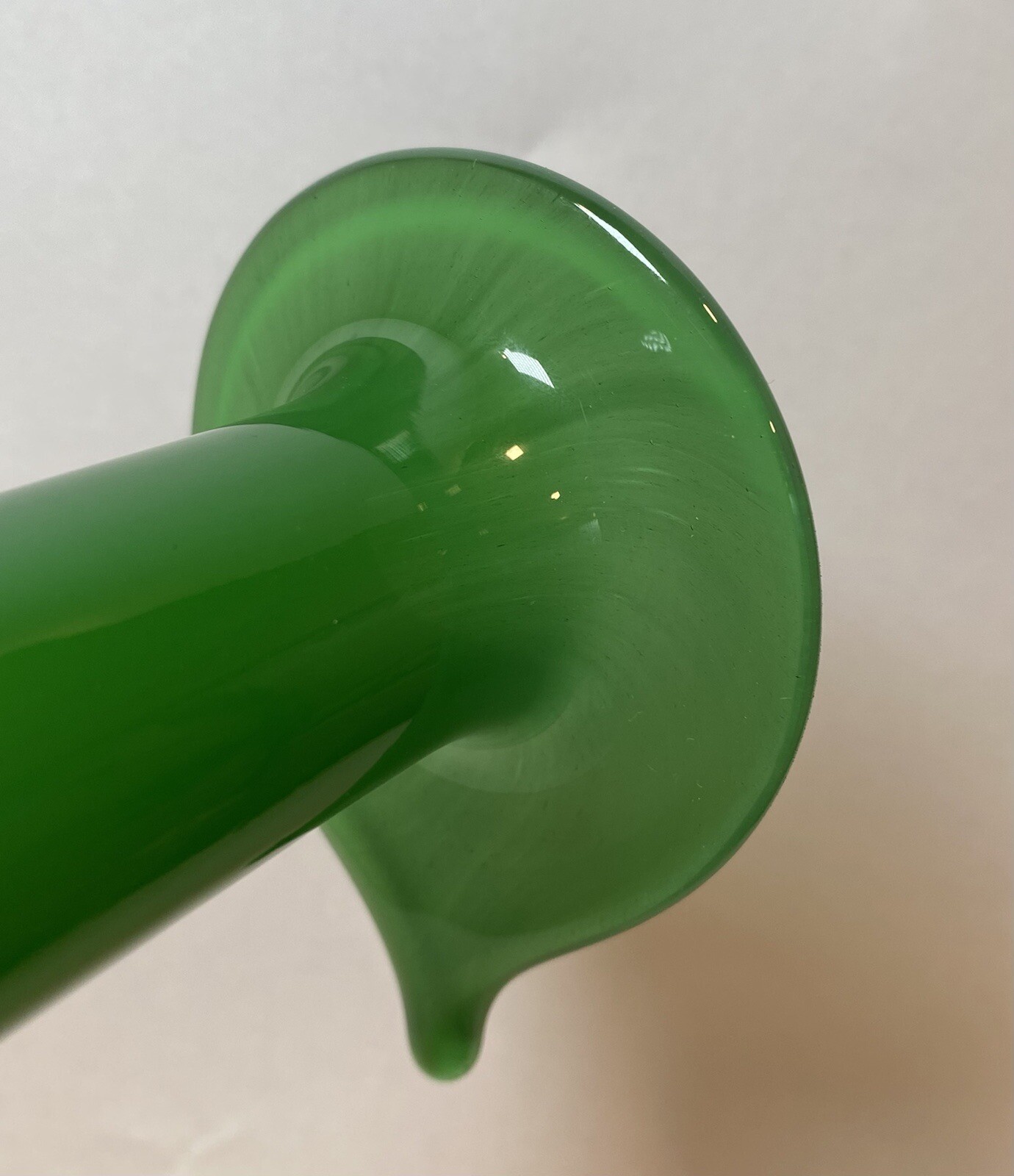 Green Flange Rim Base Modernist Art Glass