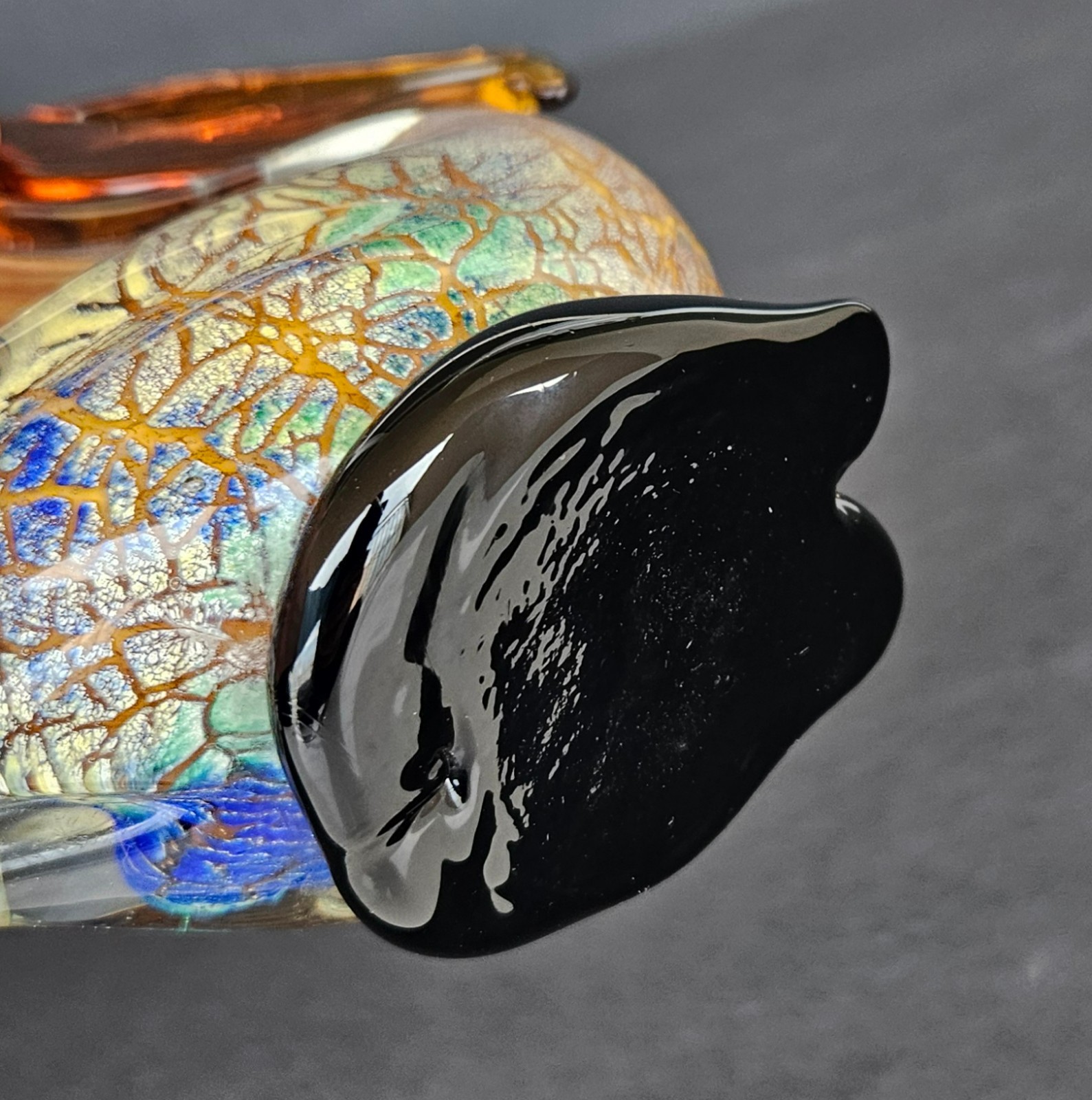 Vintage Hand Blown Art Glass Pelican Bird Figurine Colorful Murano Sculpture