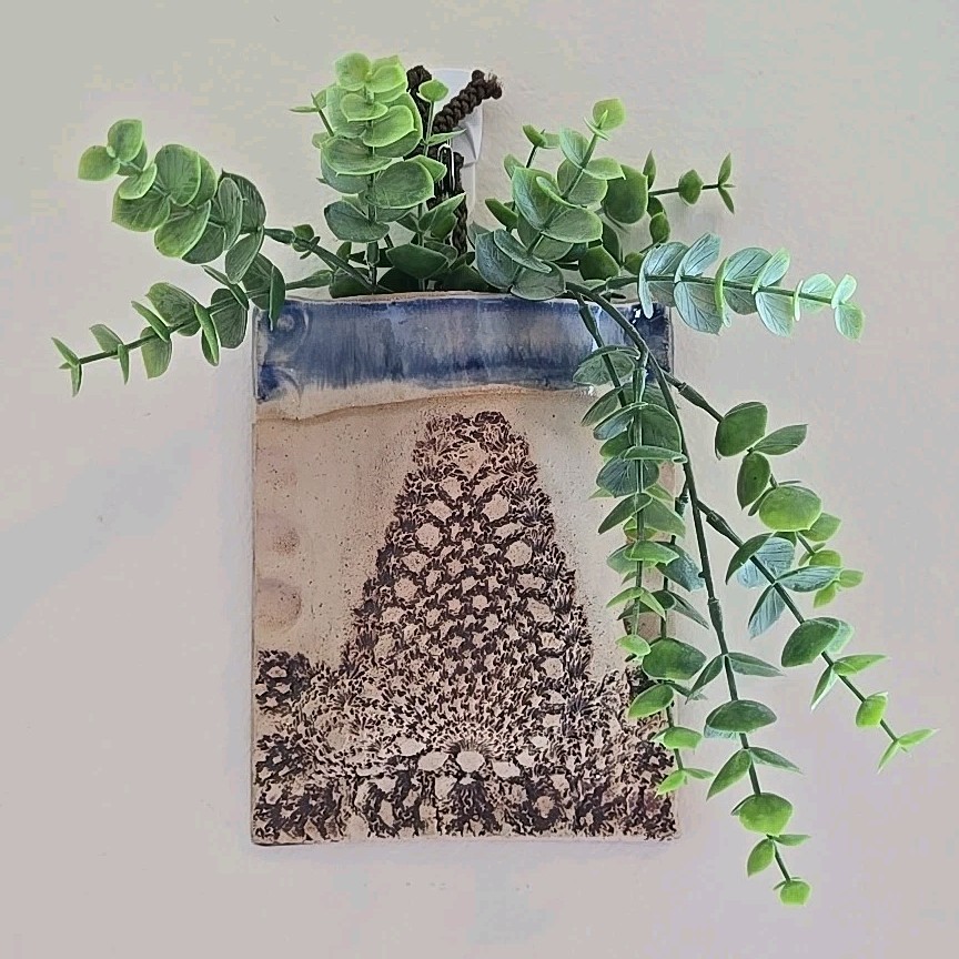 Hand Made Studio Pottery Wall Pocket Planter 6.25″ x 5″ x 1.75″