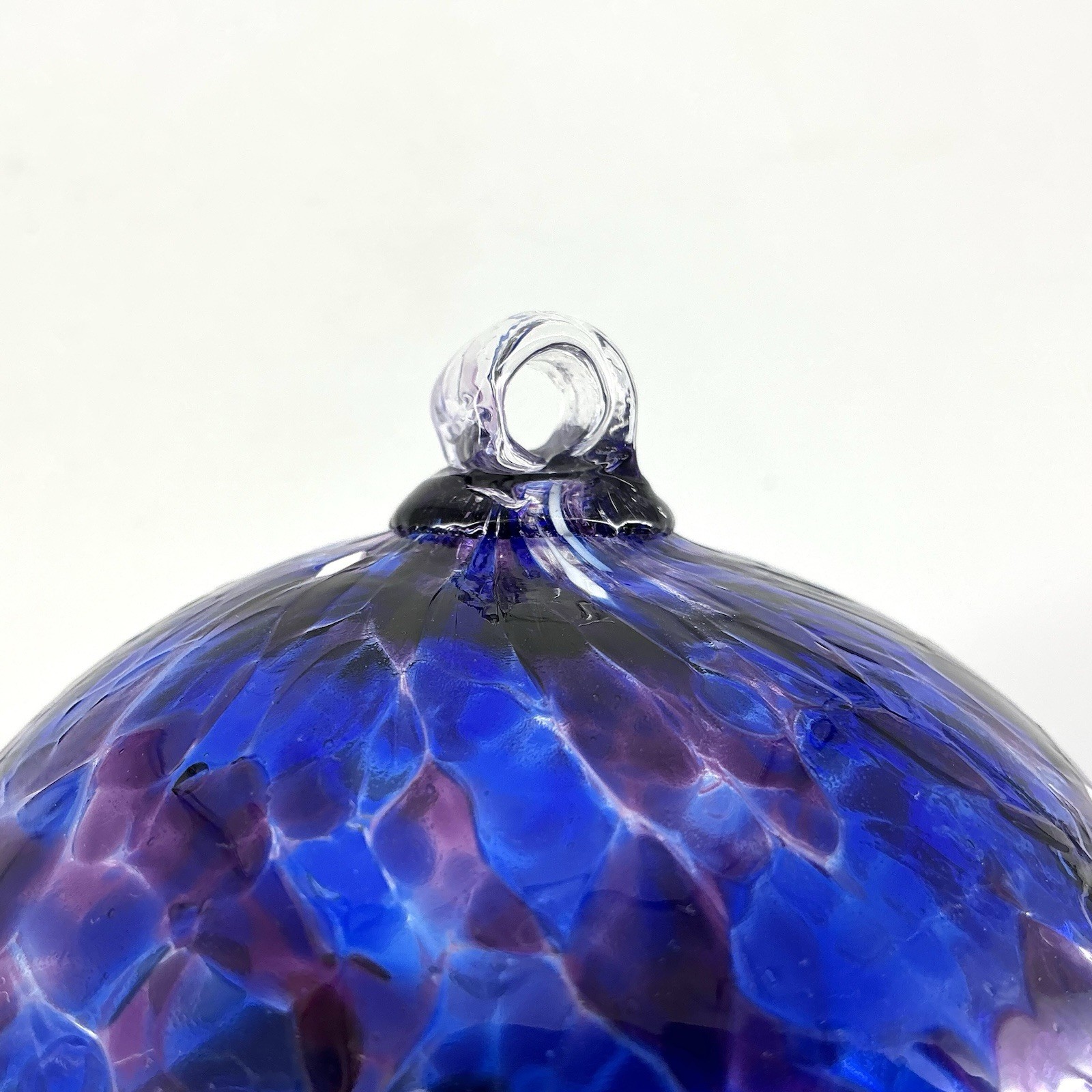 Studio Art Blown Glass Ornament Witch Ball Blue Purple Confetti 4” Large 001