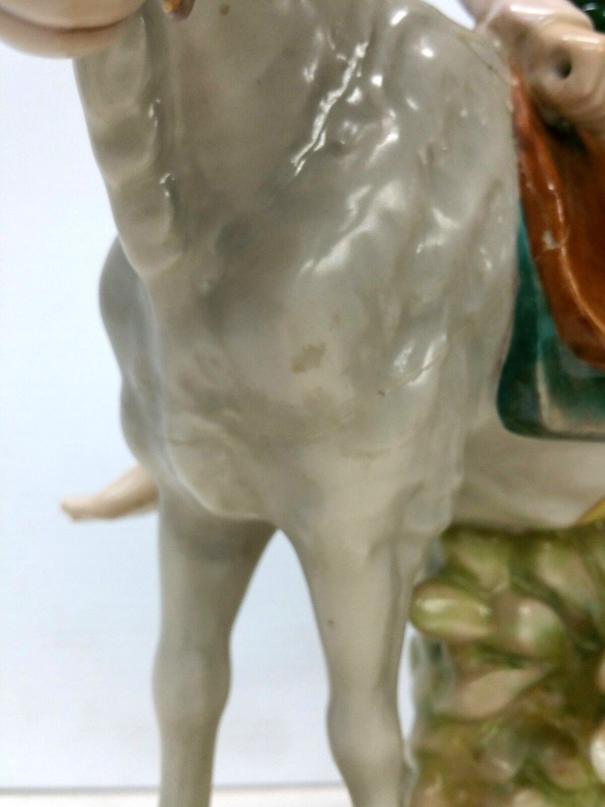 Czechoslovakia Porcelain Figurine Statue Donkey W/ Male Rider