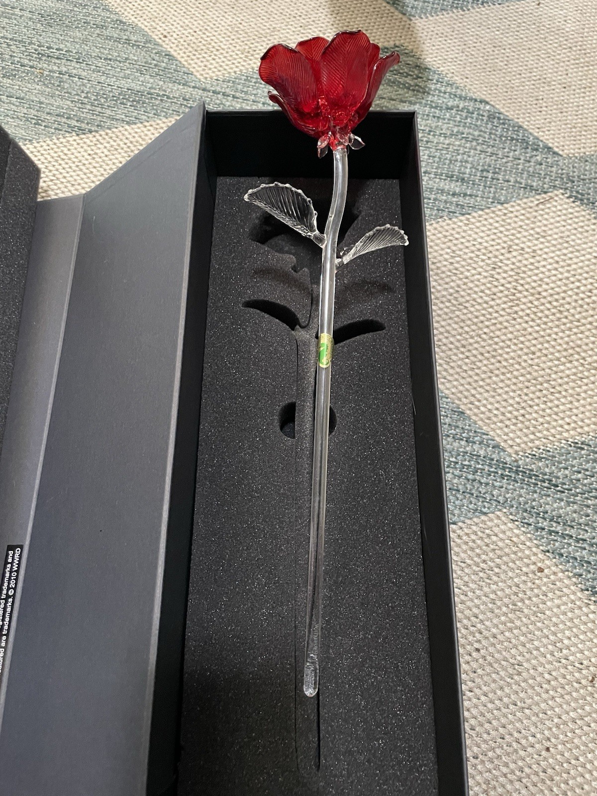Waterford Fleurology Red Elegant Crystal Rose 15 Inch In Sculpted Box, New