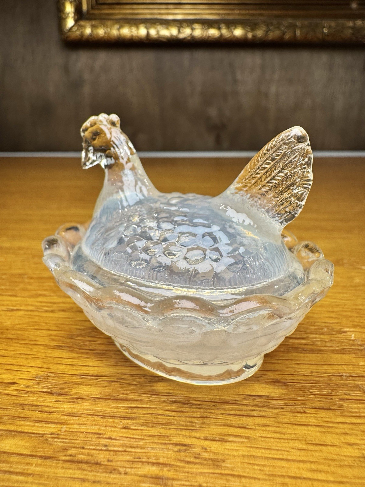VTG Boyd Glass Hen On A Nest Salt Cellar Shasta White #106 Opaque Opaline