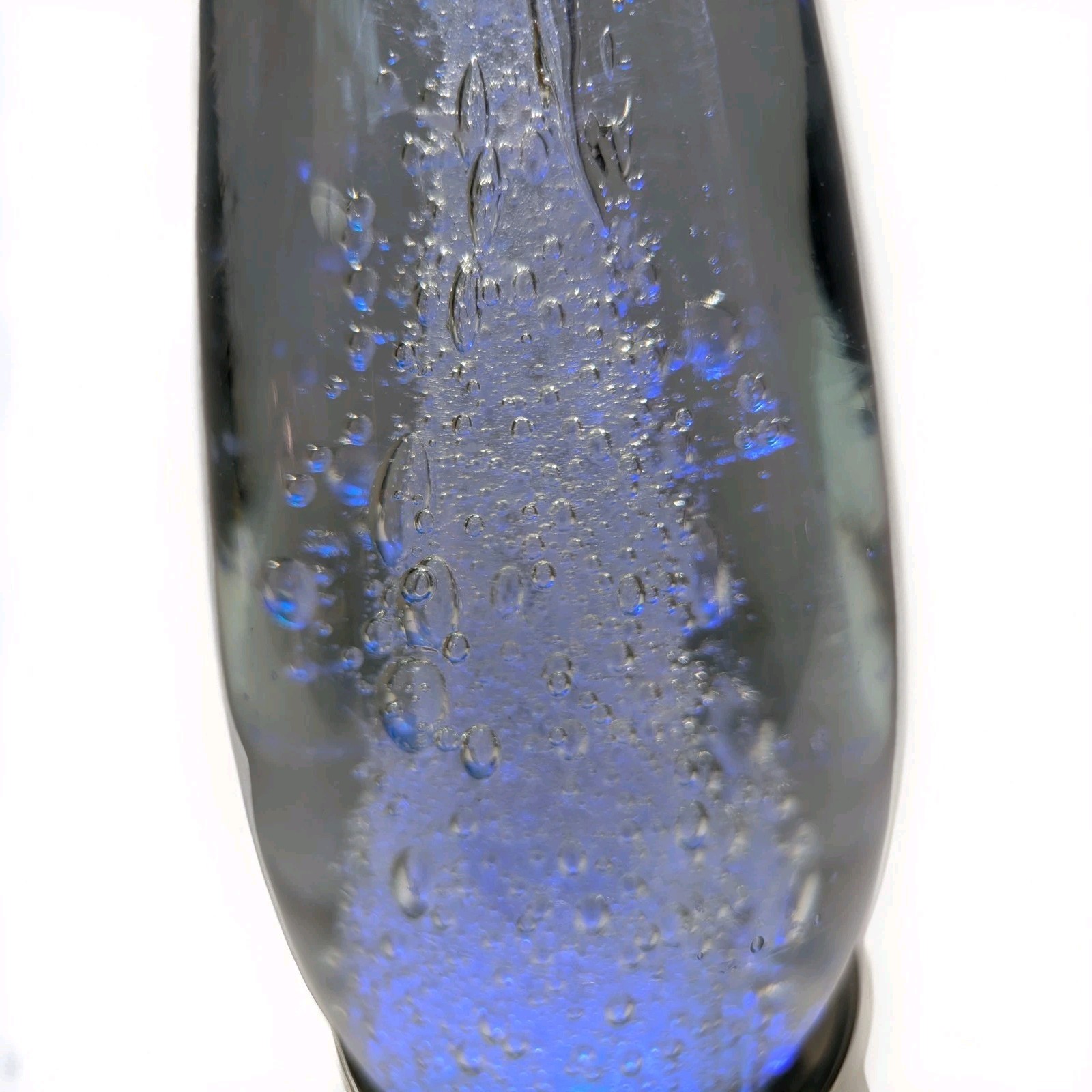 Pyramid Obelisk Art Glass Sculpture 10.5″ Bubble Hand Blown 8lbs Rare Vintage