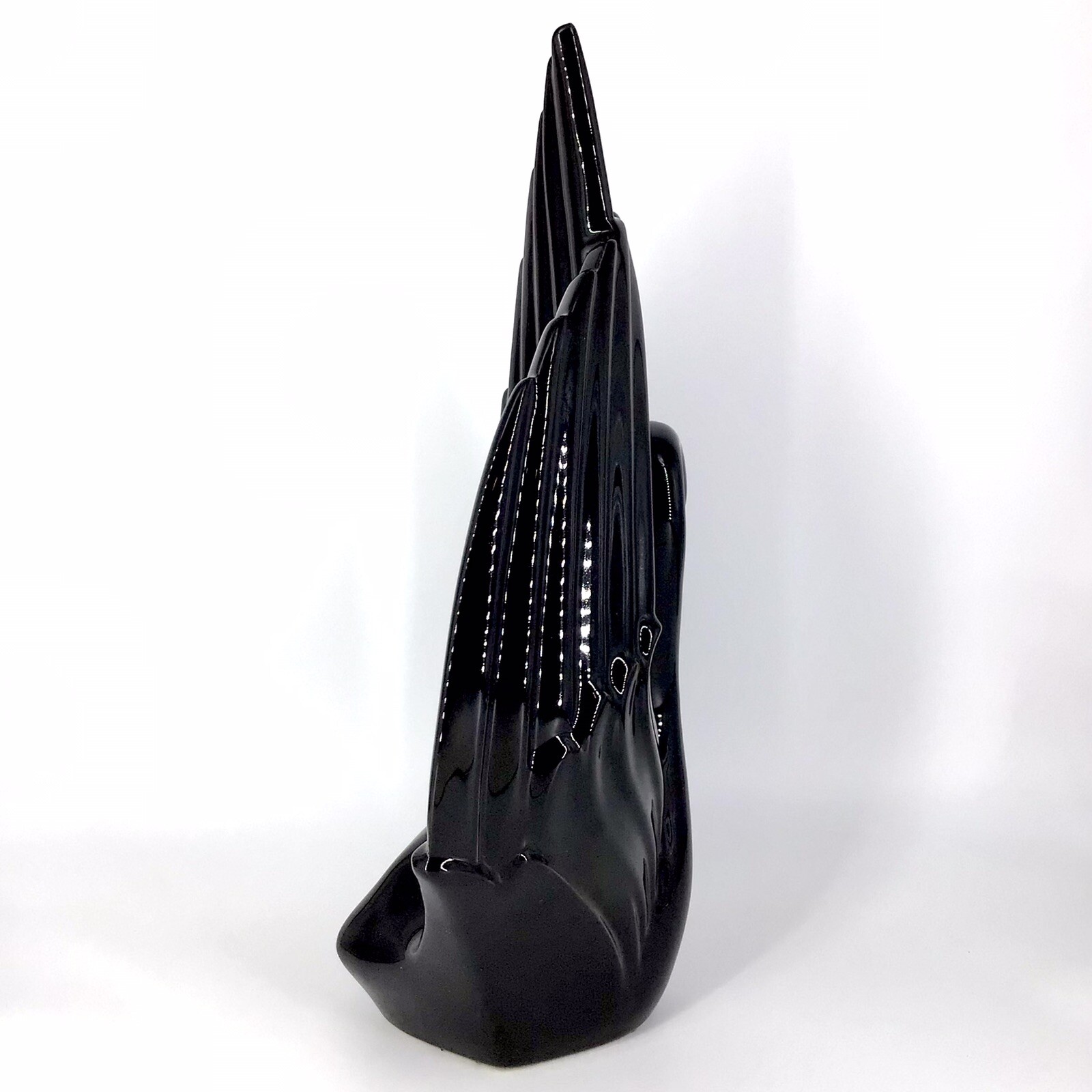Vintage Royal Haeger Swan Statue Figure Black 20″ Original Sticker On Bottom