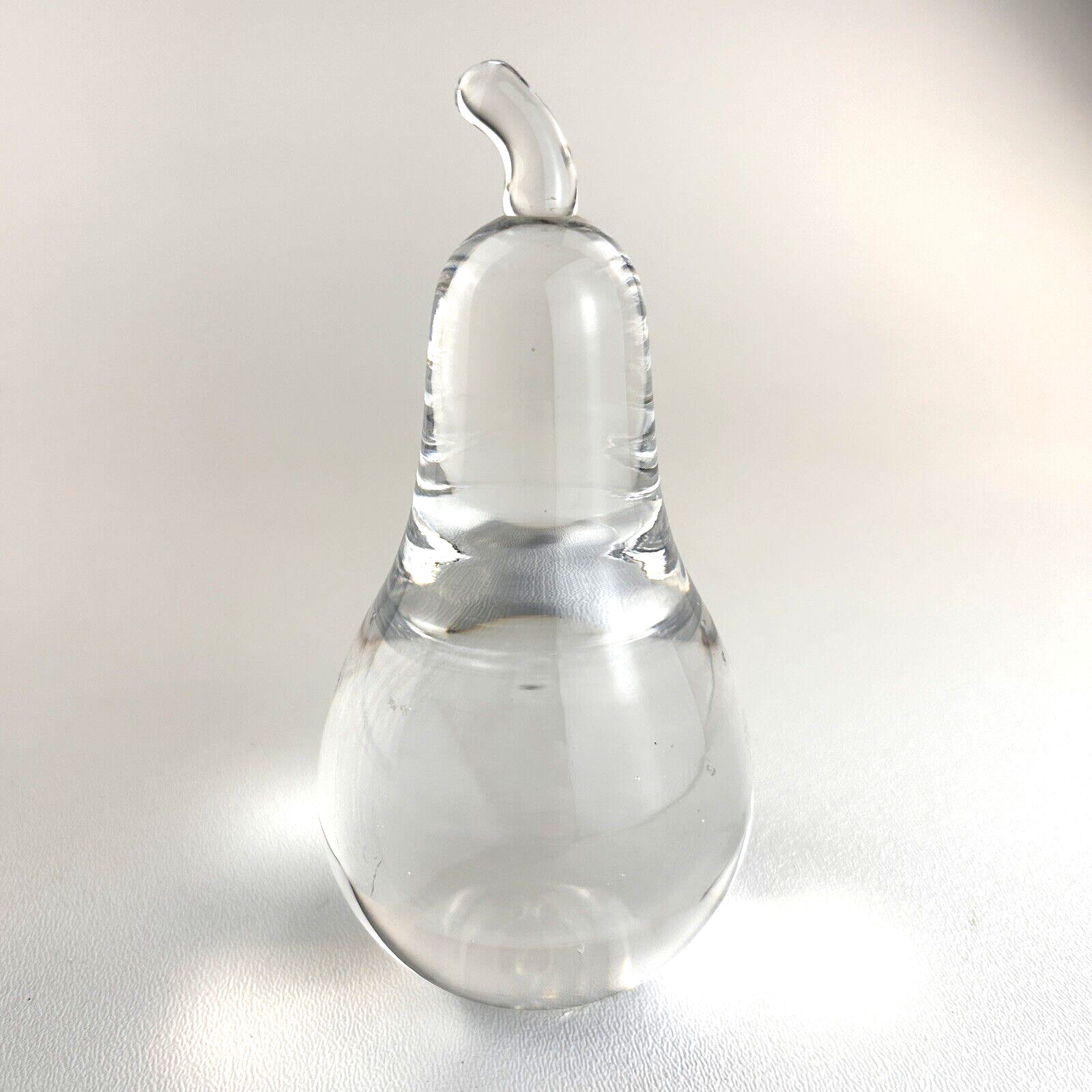 Pear Glass Paperweight Small Chip On Back 5.5″ Tall 2LBS No Bubbles Vintage