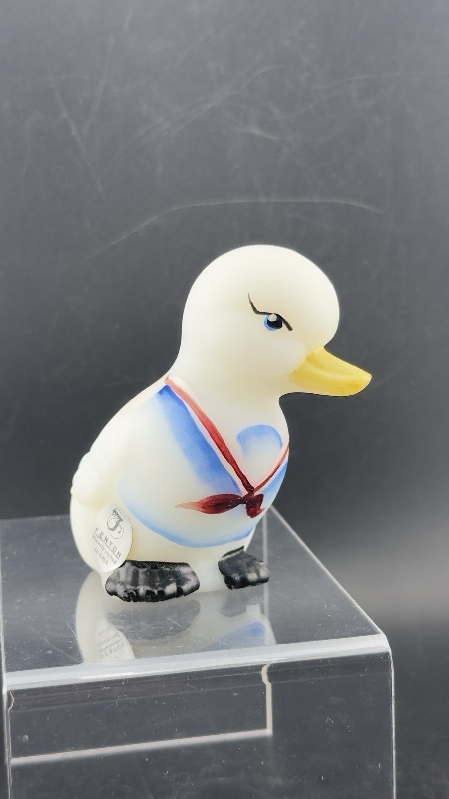 Fenton Opal Satin Duckling HP Nautical Boy Sailor 2007 5169 YJ D. Barbour