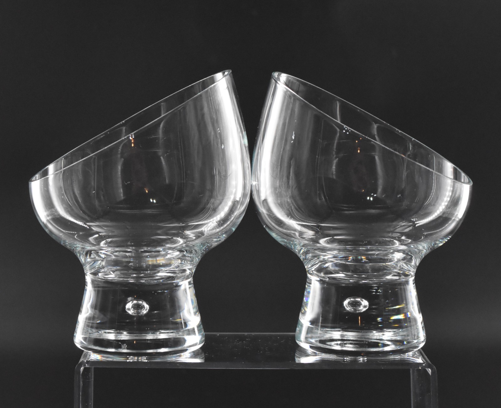 Vintage Dansk Candlelight Set of 2 Glass Candle Holders Bubble Base Belgium