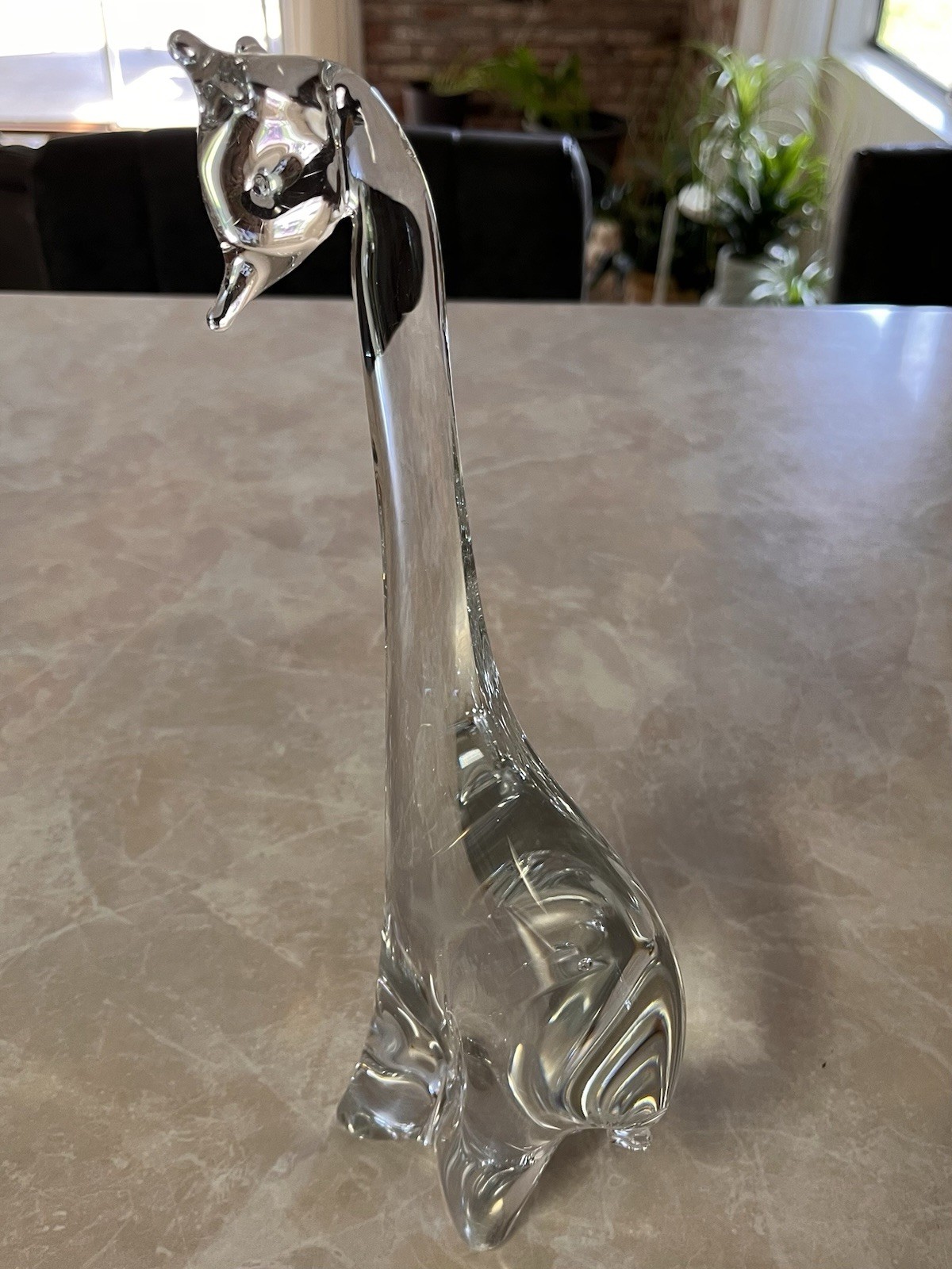 Clear Glass Giraffe Figurine Vintage Mid Century Art Glass Sculpture Decor