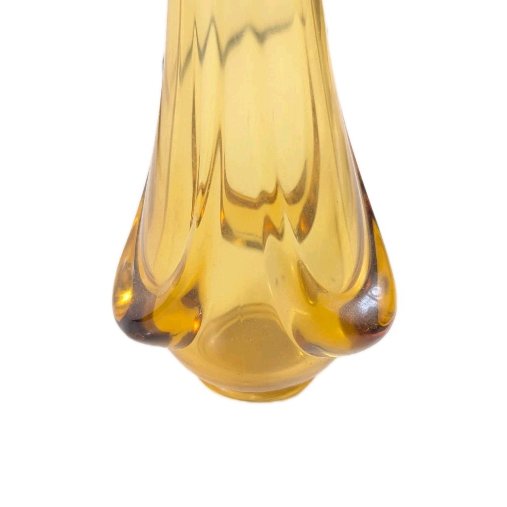 Vintage Amber Viking Glass Draped Swung Glass 14″ Vase