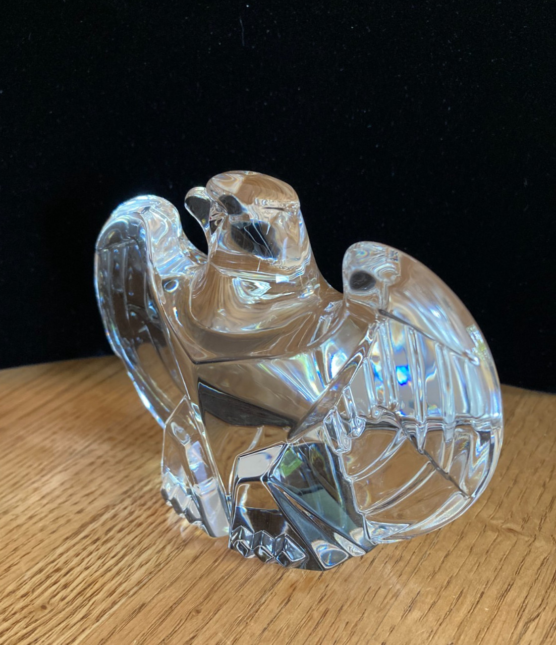 Steuben Signed Crystal Bald Eagle Lloyd Atkins Textured Sculpture Paperweight