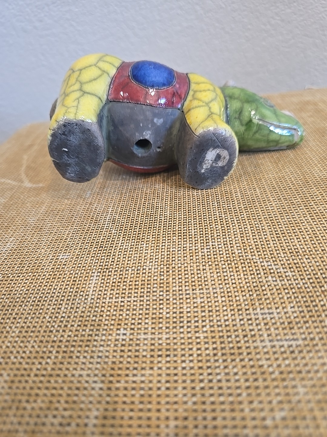 South Africa Colorful Block Rhinoceros Raku Studio Pottery Figurine