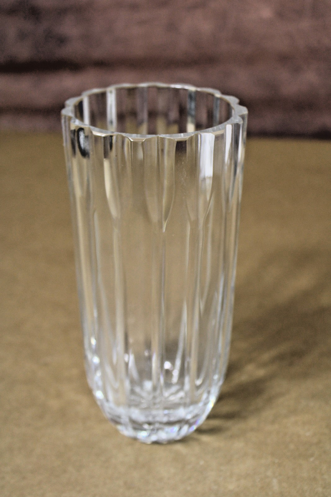 Vintage MCM Dansk 8″ T Fluted Heavy Clear Glass Vase, 3.75″ Diameter