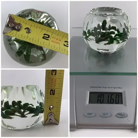Perthshire 2000G White Bouquet Large Lampwork Flower Faceted Clear Paperweight