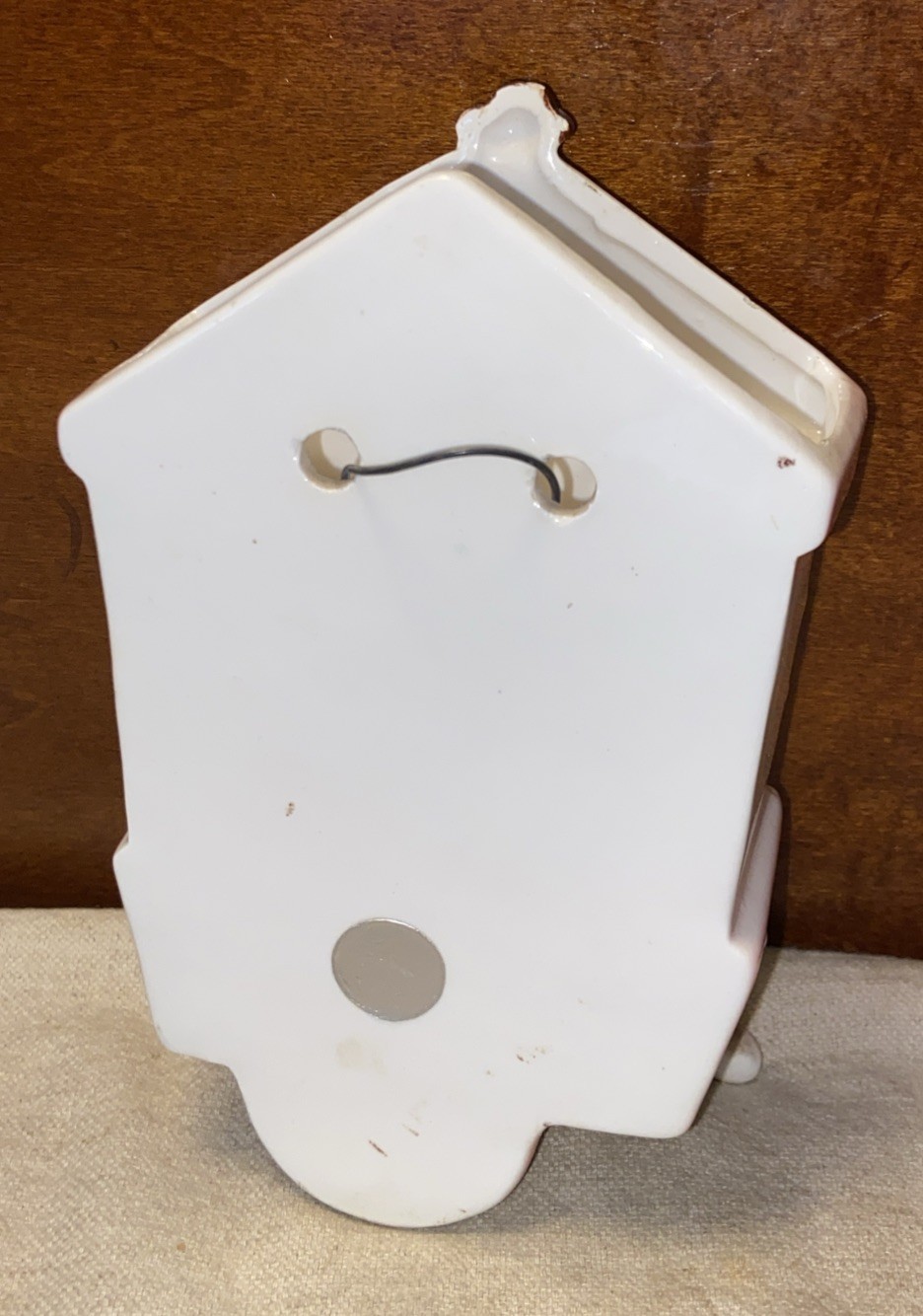 Vintage MCM Ceramic Porcelain 3-D Flower Cart Wall Pocket Table Vase