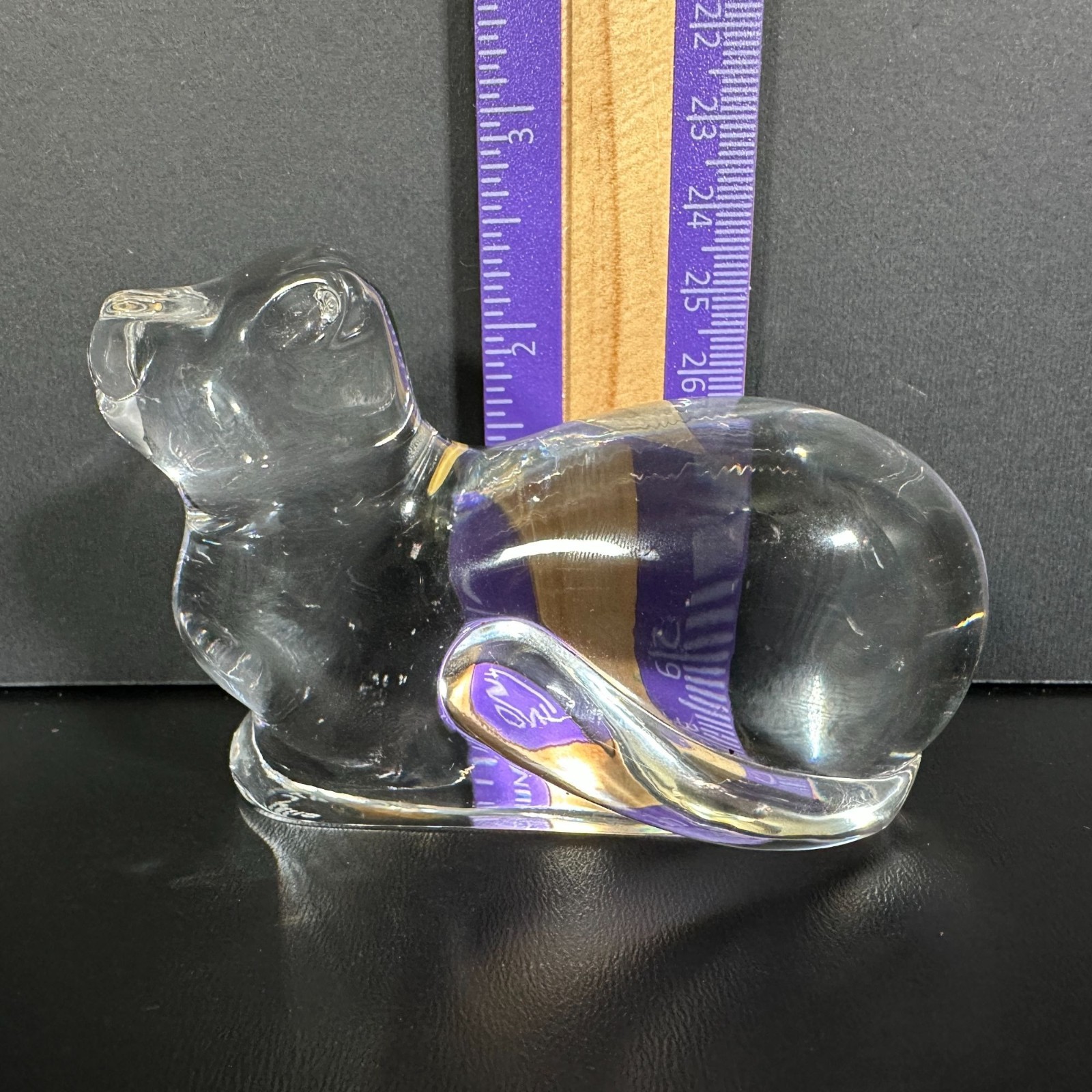 Vintage Handmade ATLANTIS Full LEAD CRYSTAL Clear Glass Cat Figure Paperweight