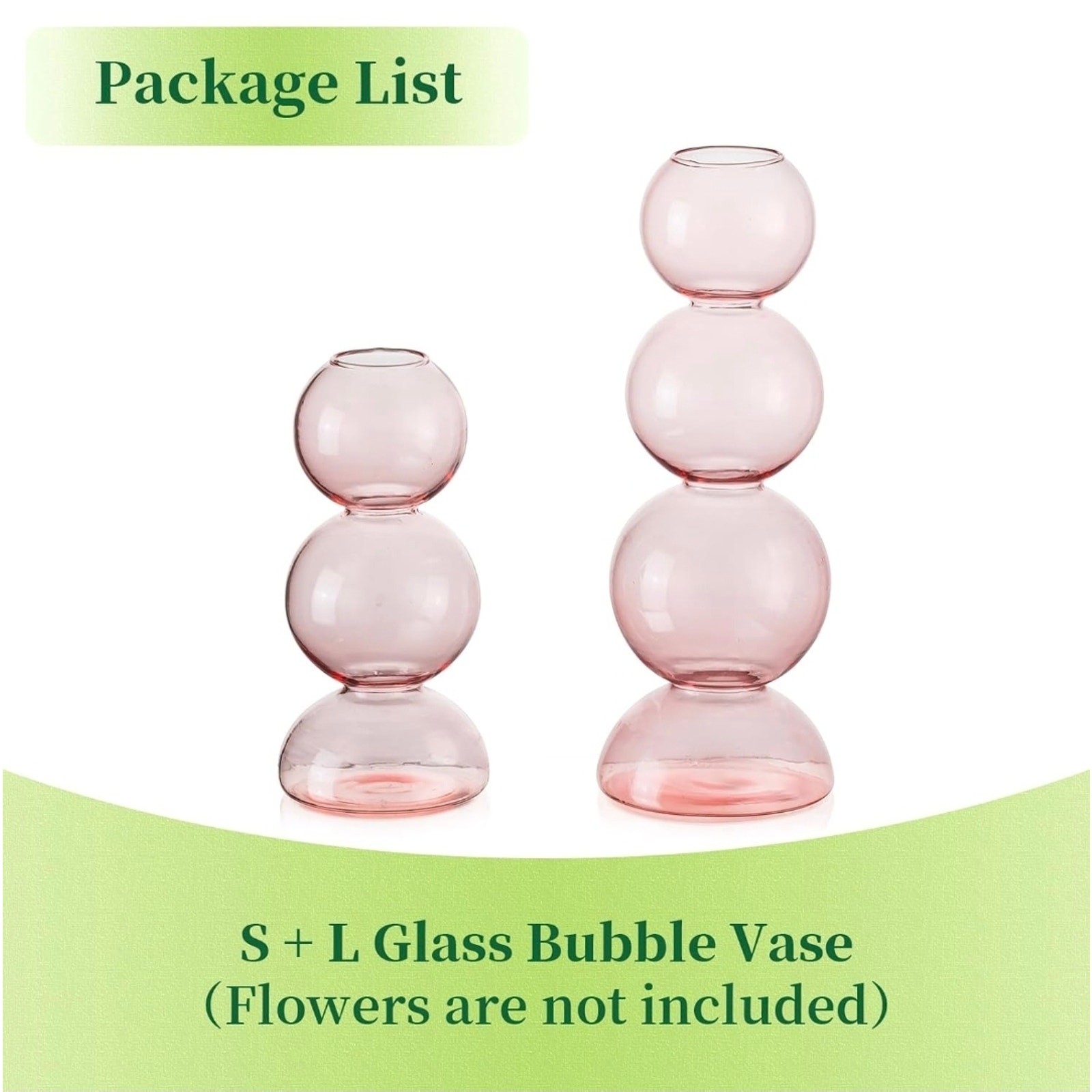 Hewory 2pcs Pink Glass Bubble Vase Cute Flower Table Centerpieces Any Room S36