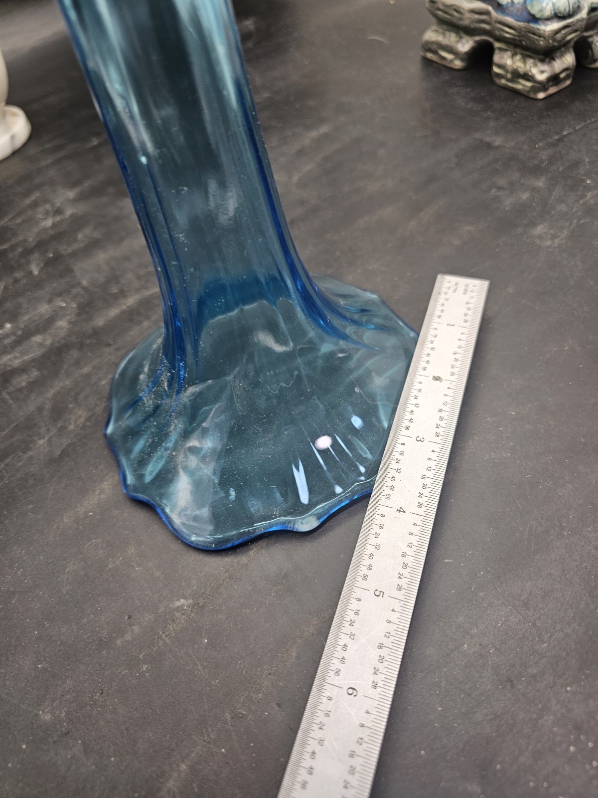 Tiffin Glass/U.S. Glass Blue #310 Candleholders circa 1910-1930s