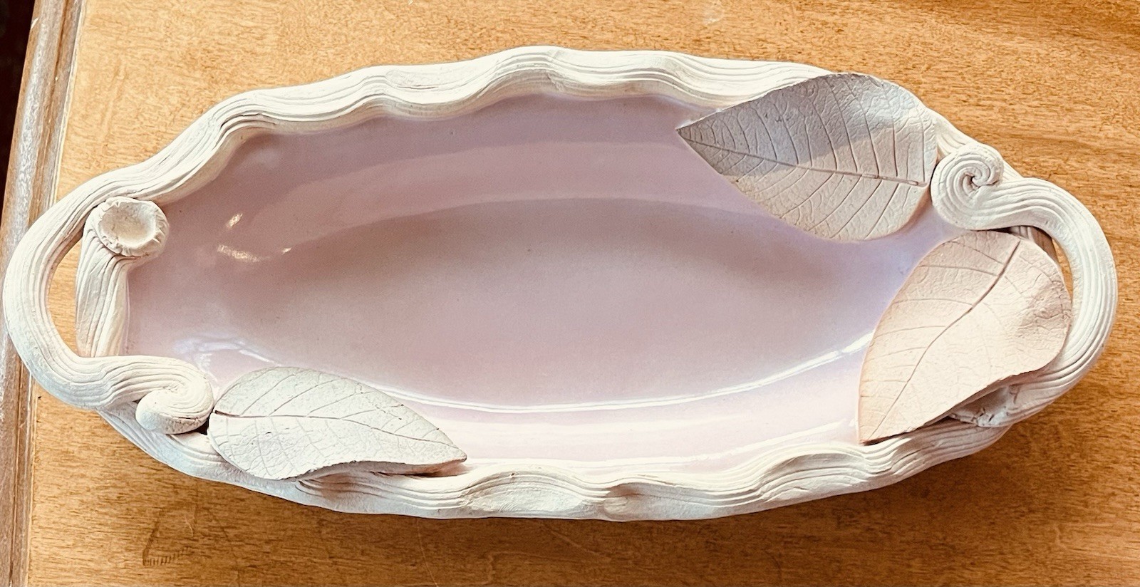 Signed Vintage Brigitte Haag Studio Pottery Centerpiece Dish – Sculpted Leaf