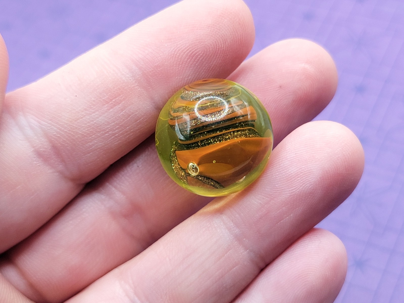 20mm Handmade Uranium Glass Marble Chocolate Swirl Color Aventurine Large