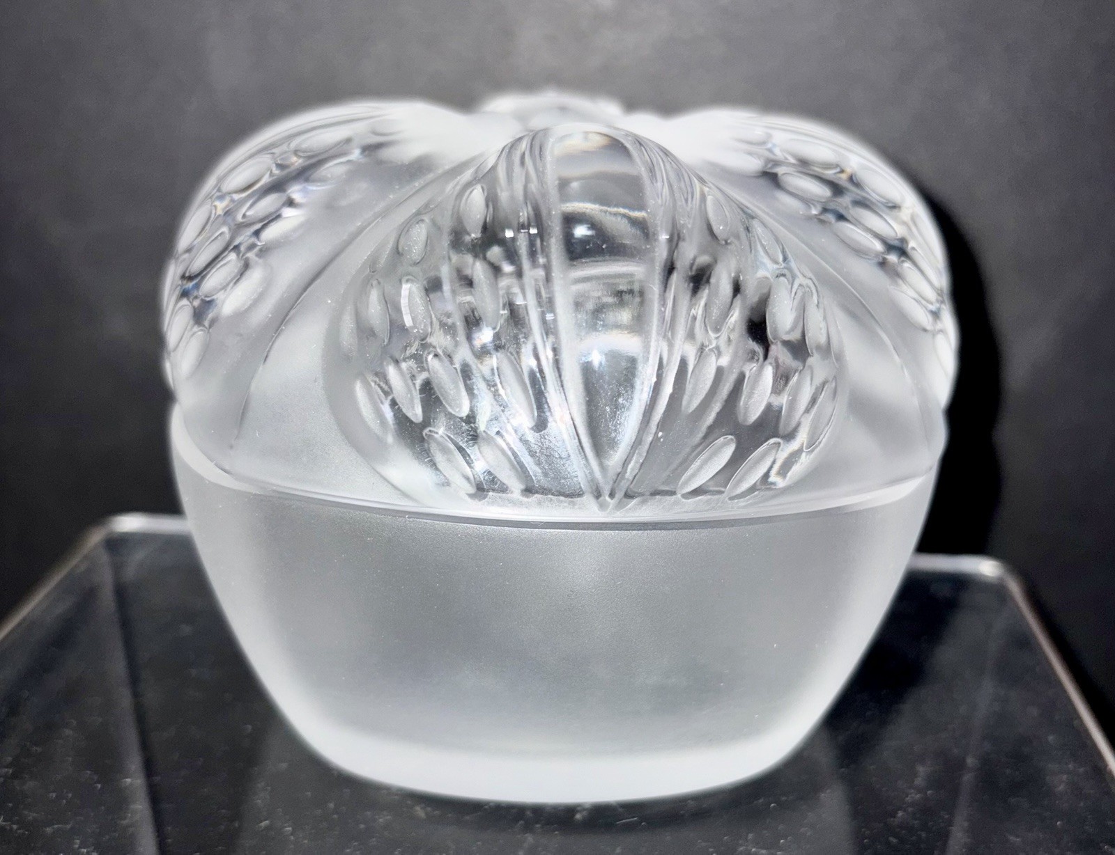 Lalique Mirabelle Crystal Box Signed Marie-Claude Lalique Dated 1992 Lidded