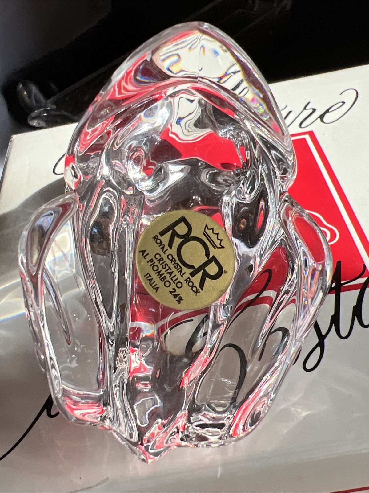FROG Paperweight Royal Crystal Rock RCR Italy Figurine Cute