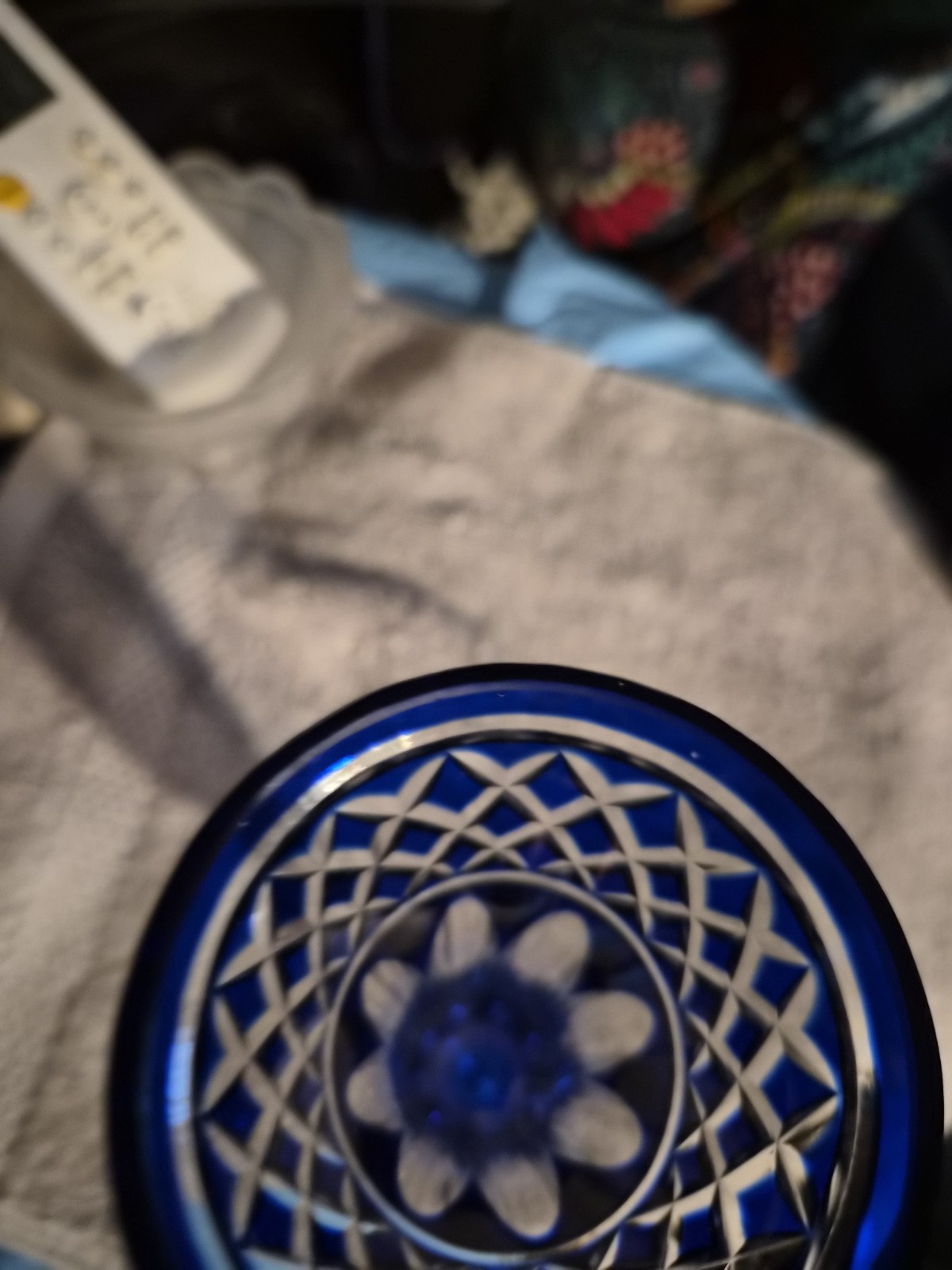 Vintage Towle Blue Cut To Clear Vase Distinctive Cobalt Blue Overlay With Clear
