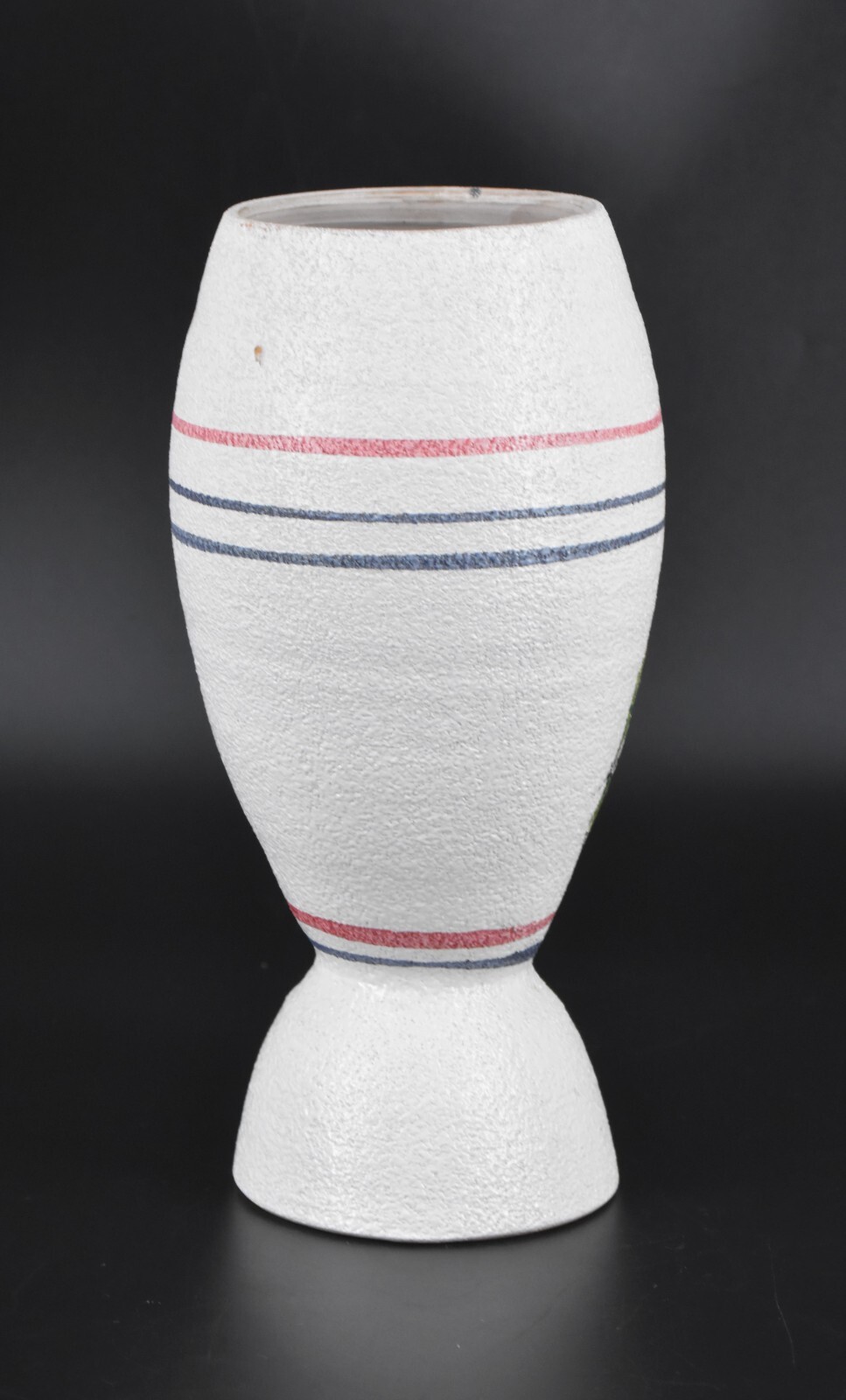 VTG Italian Art Pottery Vase Textured Lava Glaze Hand Painted Flowers Signed 8″