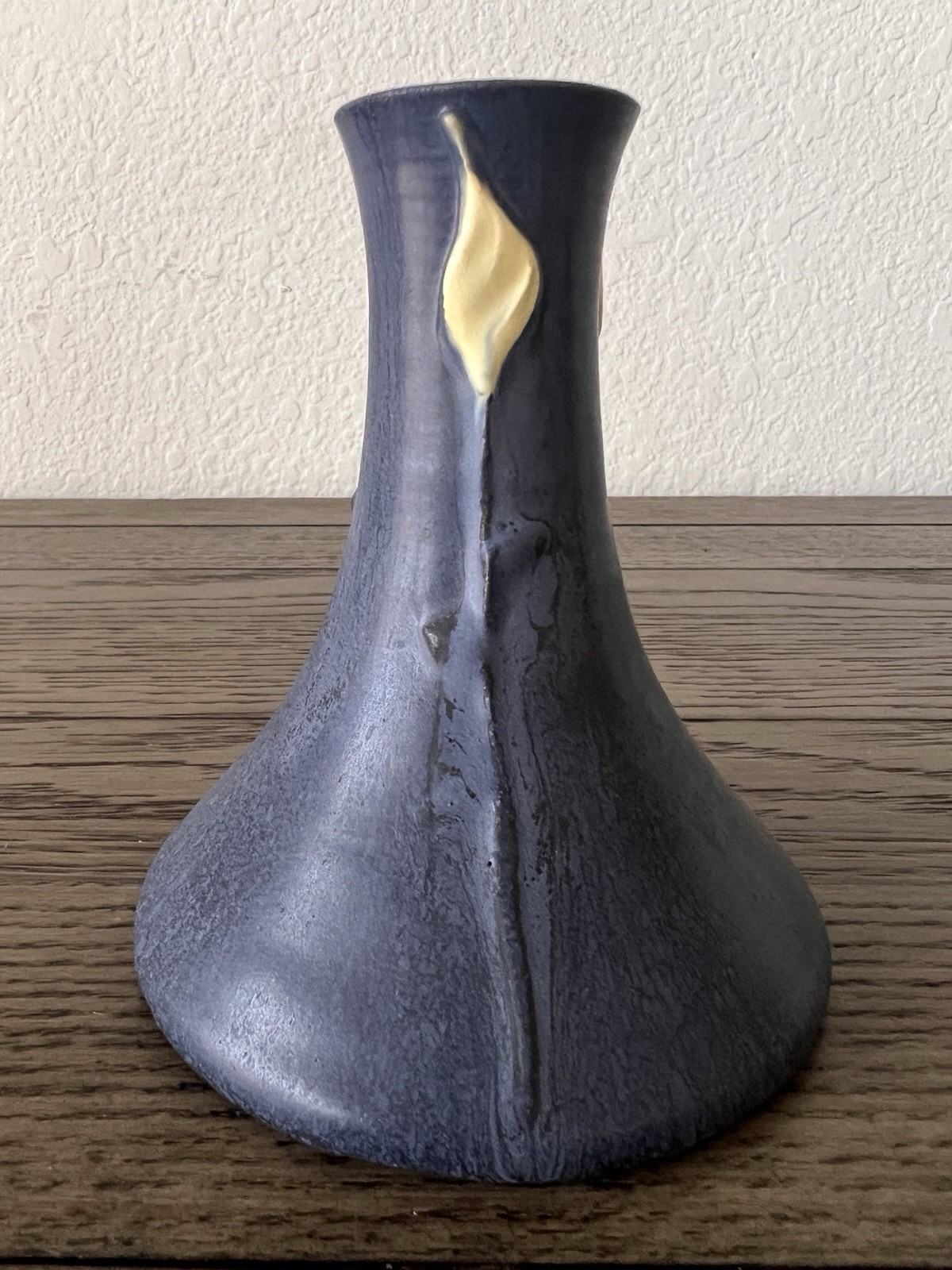 Ephraim Faience Pottery Budding Candlestick Vase Kevin Hicks Blue Vintage 4.5″ T