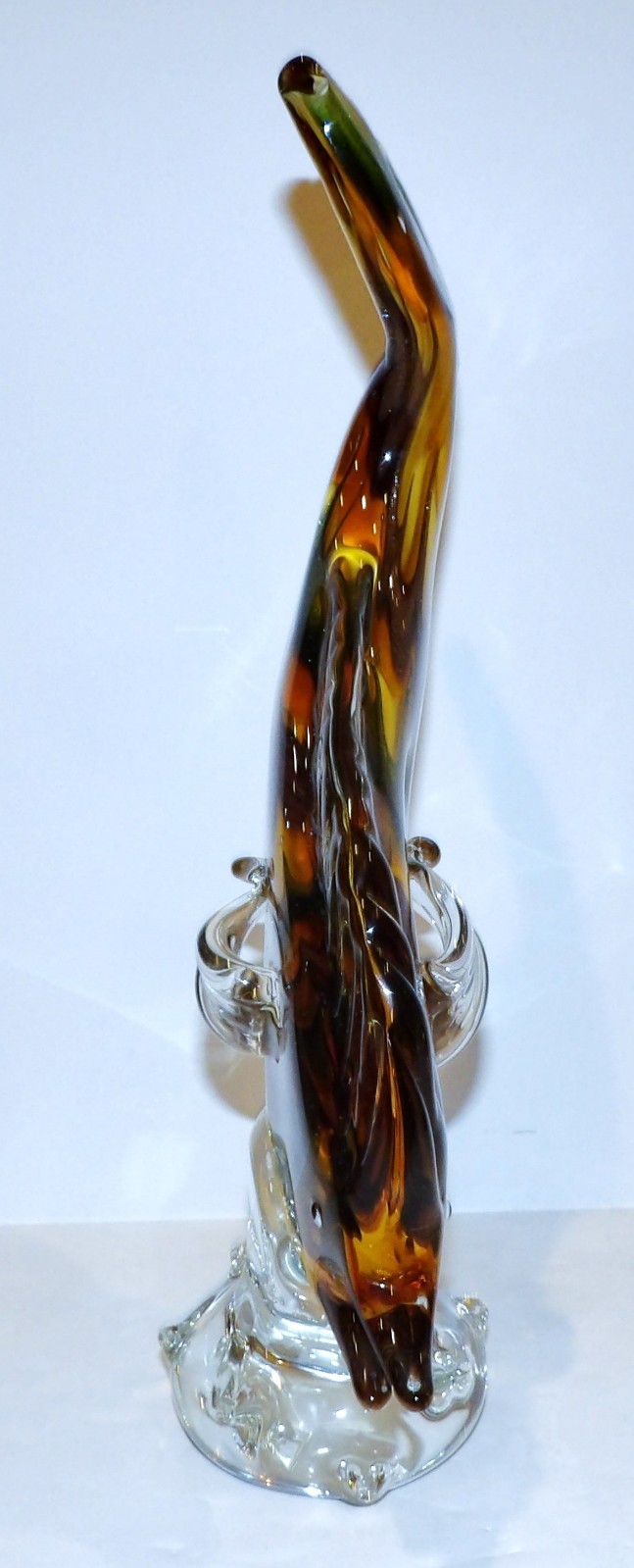 MURANO ART GLASS TROPICAL FISH YELLOW GREEN BROWN AVENTURINE 13″ SCULPTURE
