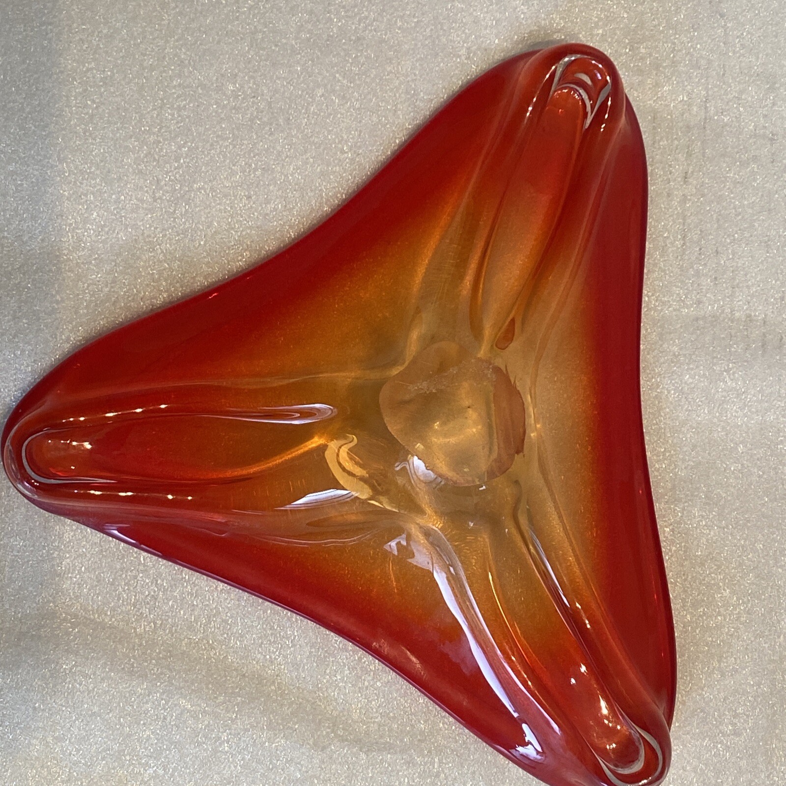 Murano Style Ashtray Italian Art Glass. Fiery Orange And￼ Yellow