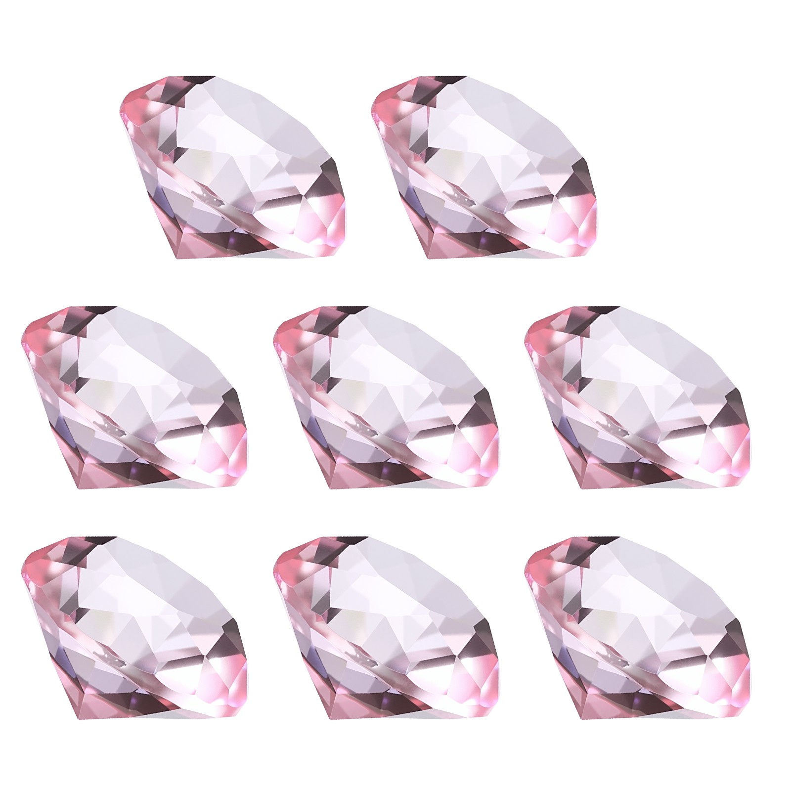 8 Pcs 30mm / 1.18 Inch Diamond Crystal Paperweight, Pink