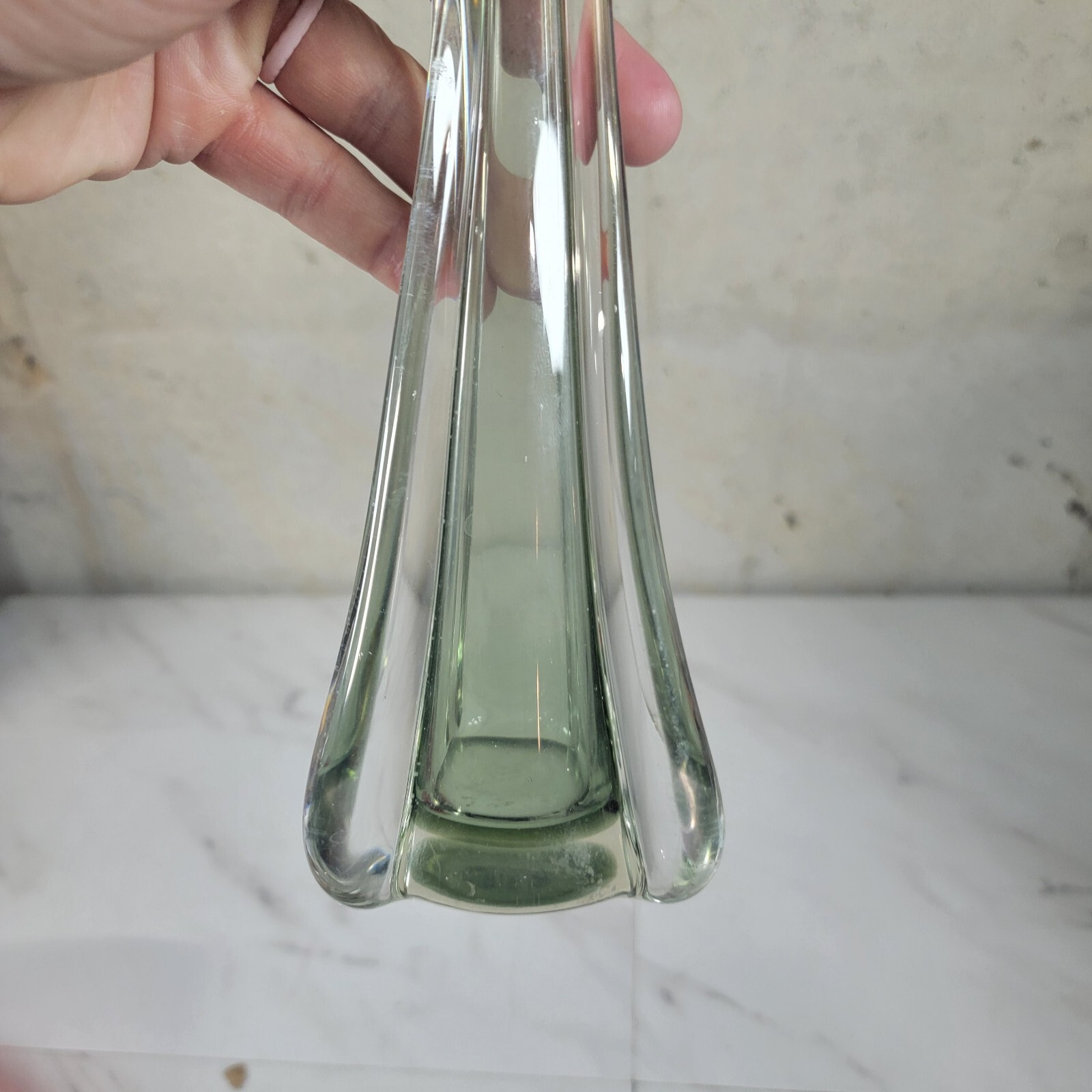 12 1/2 Inch Smokey Clear Black Stretch Glass Bud Vase