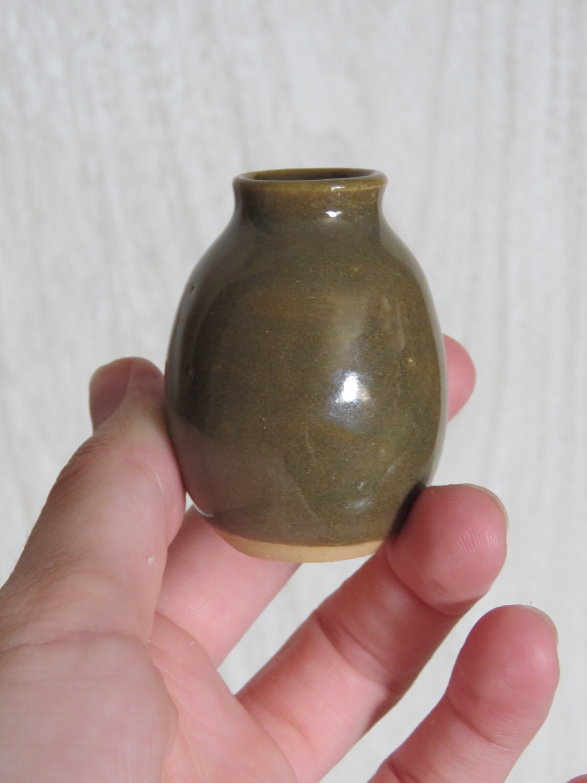 Lot 2 Diane Cronin Artist Signed Miniature Mini Pottery Green Bottle Vases 2.5″
