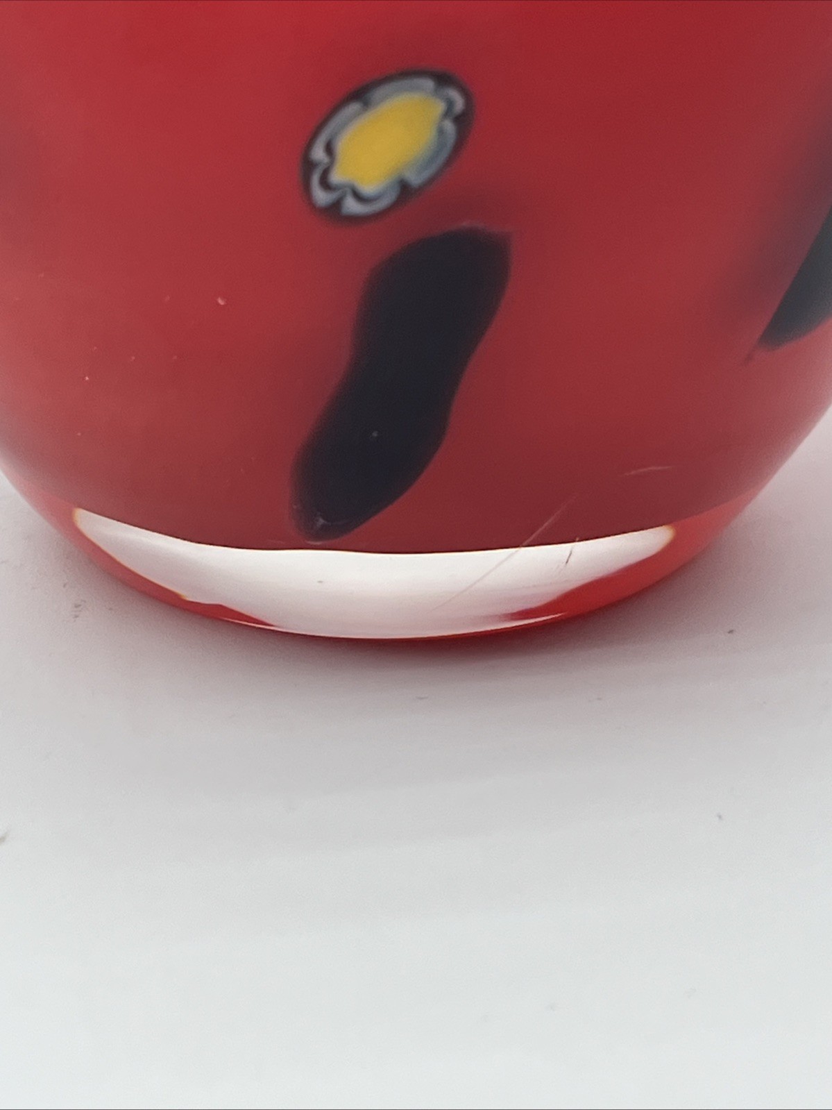 Red Multicolor Millefiori Art Glass Vase About 6.5” Tall