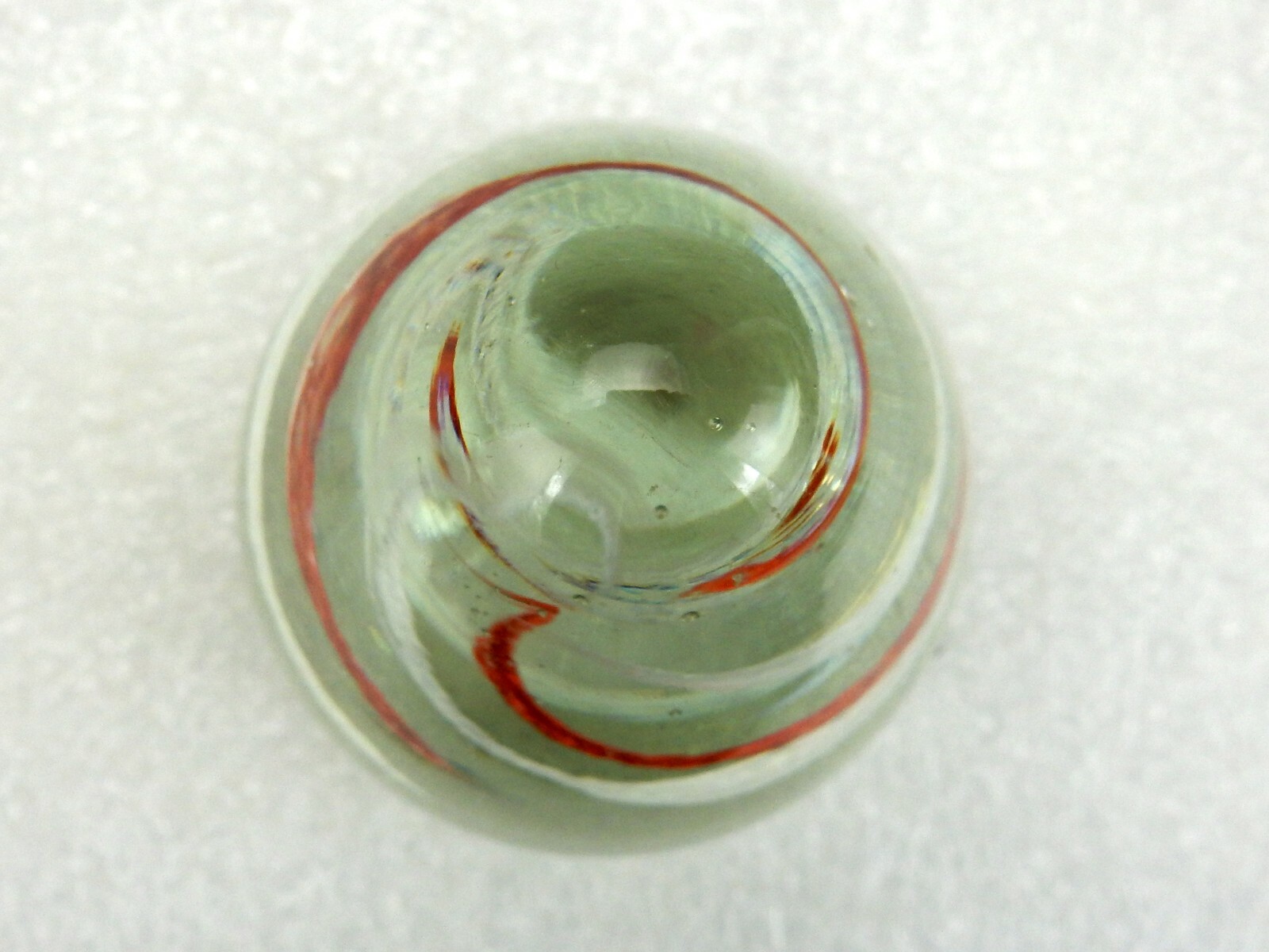 Glass Paperweight, Small Egg, 9 Oz, Red & White Spirals, Tiny Bubbles, #PW-11