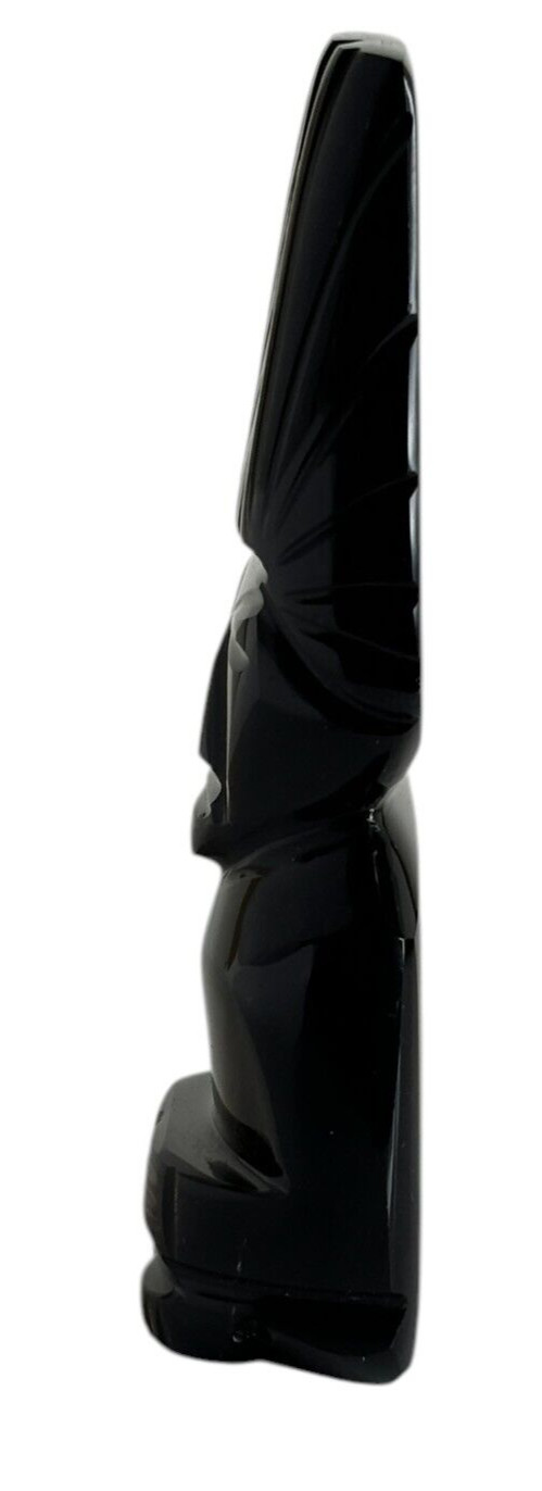 Black Obsidian Gold Sheen Stone Aztec Sculpture Hand Carved READ