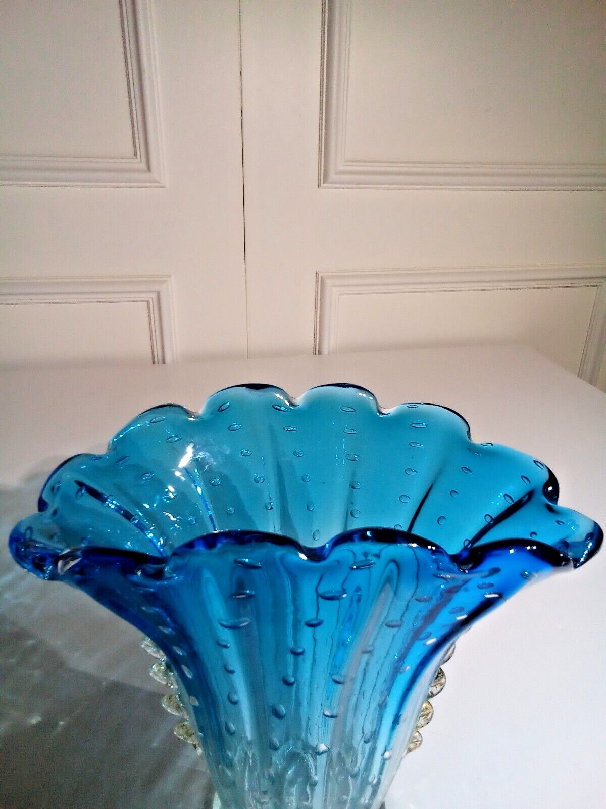 Barovier Toso Murano Large Controlled Bubble Bullicante Hand Blown Glass Vase